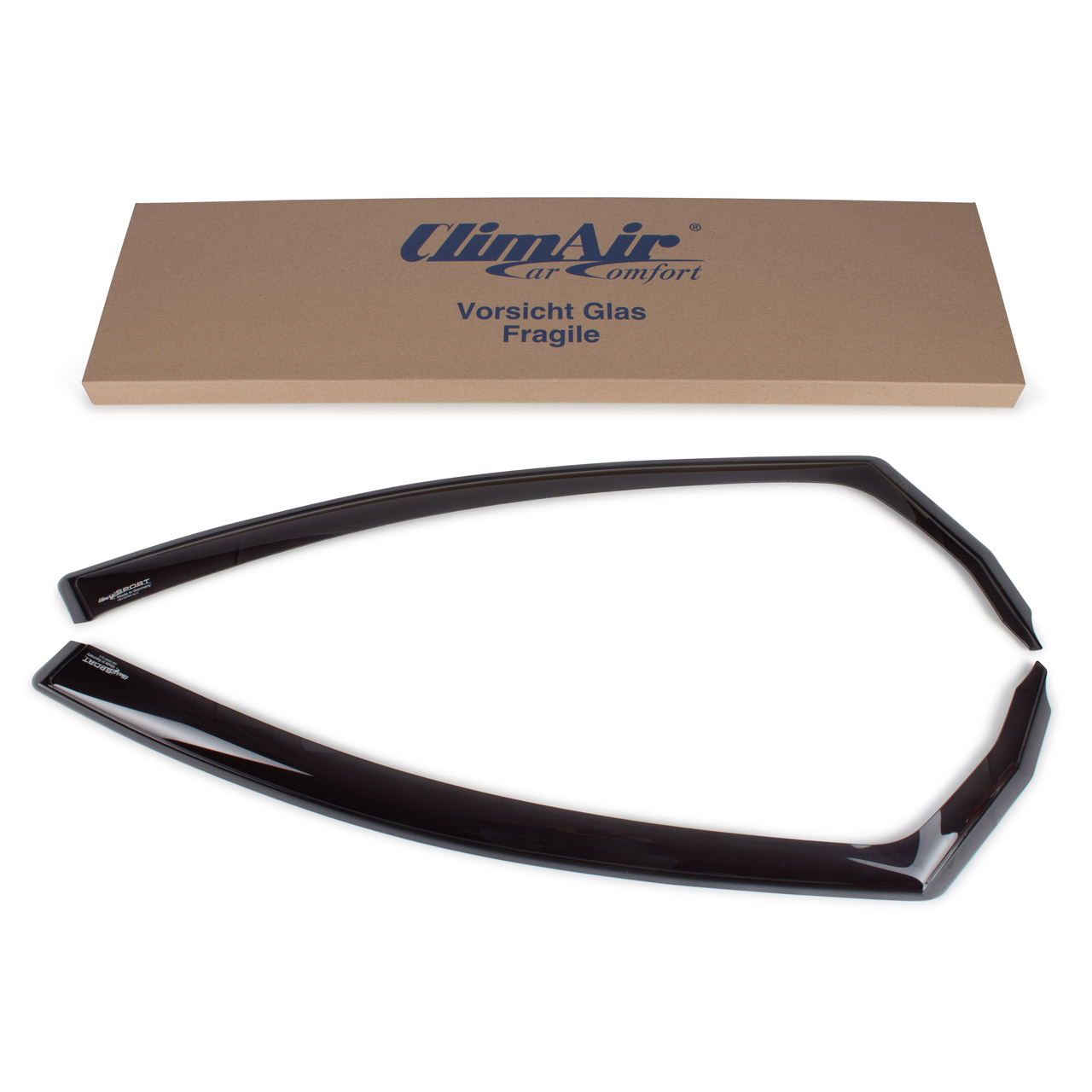 CLIMAIR Wind Deflectors and Rain Deflectors for VW Sharan and SEAT Alhambra + ABE, Black, 1 Pair (Front)