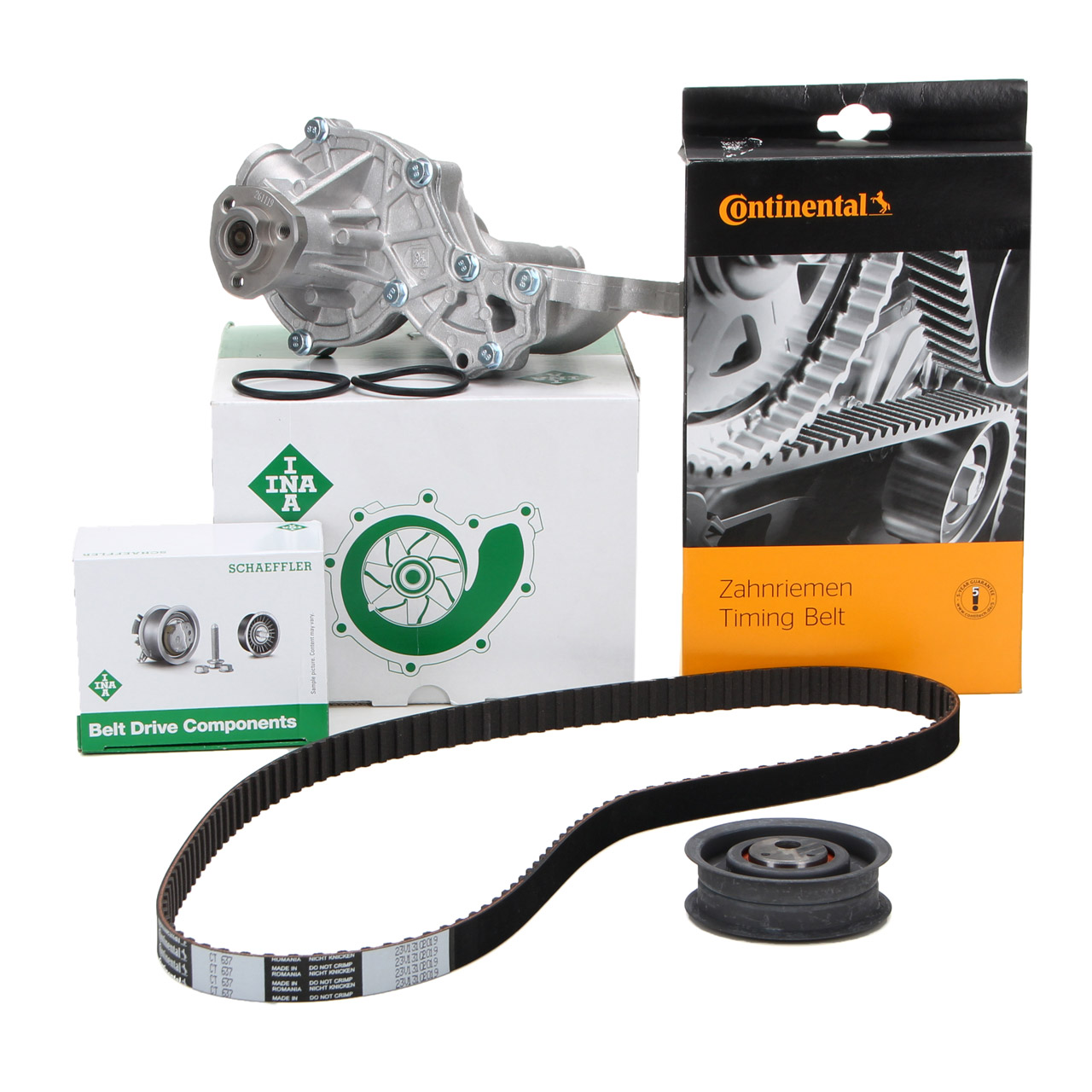 CONTI CT637 Zahnriemen + INA Spannrolle + INA Wapu f&uuml;r VW Golf 1 2 3 Passat T4 Vento