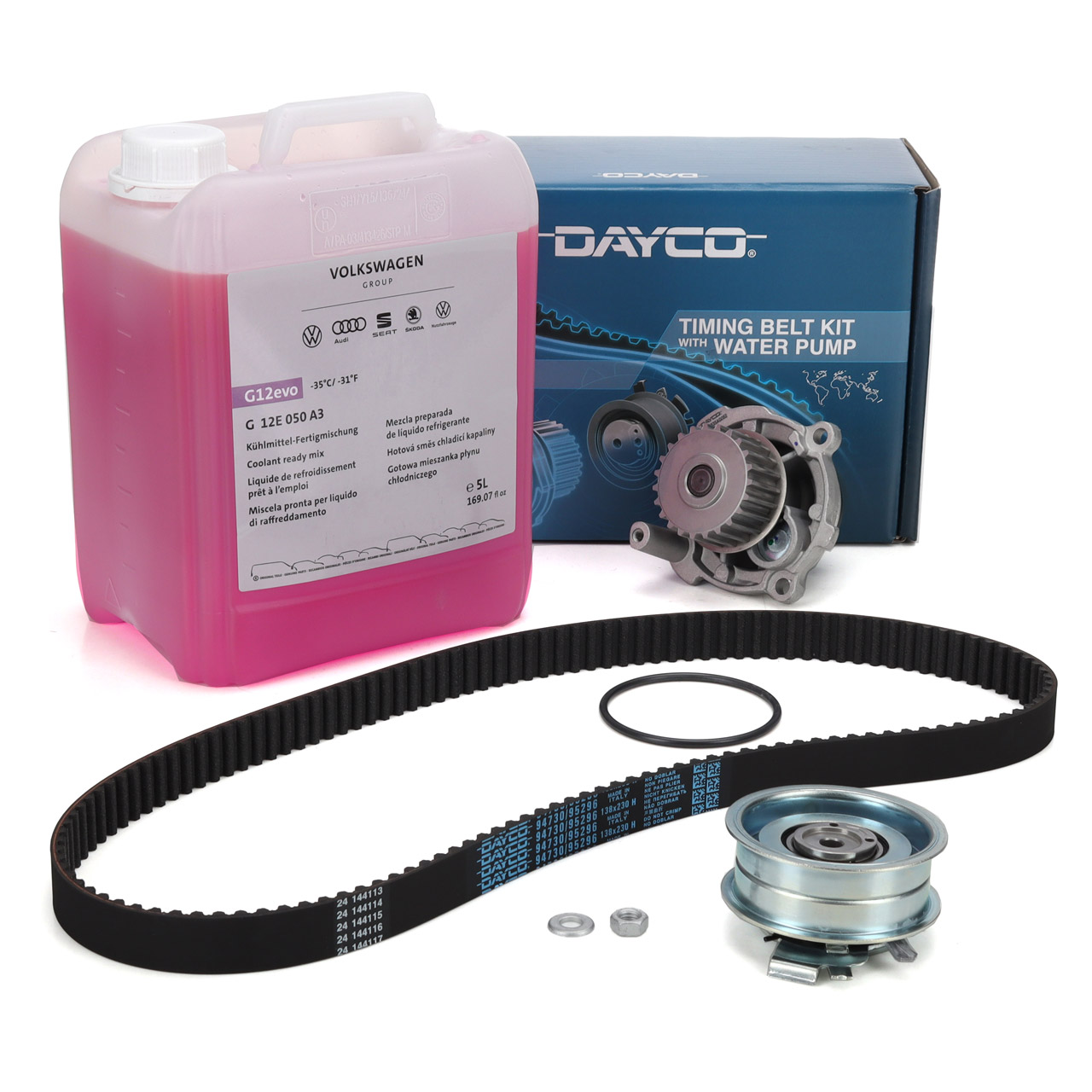 DAYCO Timing Belt Kit + Water Pump + 5L ORIGINAL Antifreeze for VW Golf 4, 5, 6 and Passat 1.6