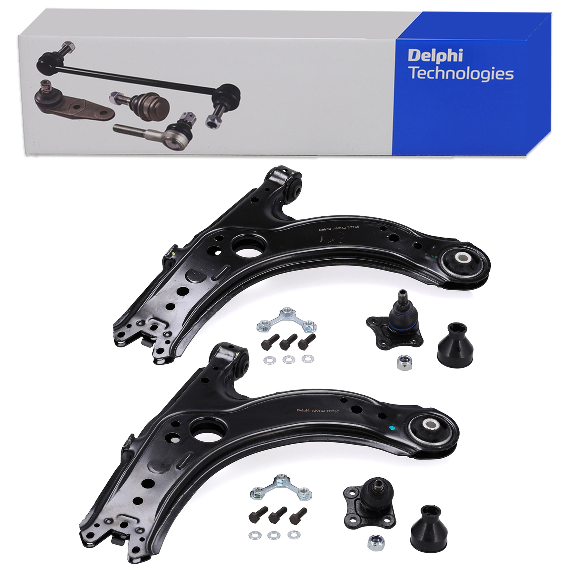 2x DELPHI control arms + ball joints for VW Golf 4, Audi A3, 8L1 Leon, 1M, Octavia 1 (front lower)