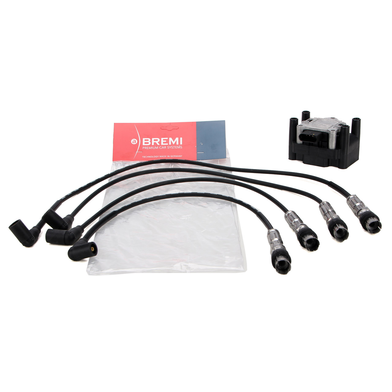 DELPHI Ignition Coil + BREMI Ignition Cable Set for VW Polo 6N2, Lupo, SEAT Arosa 1.0, 1.4