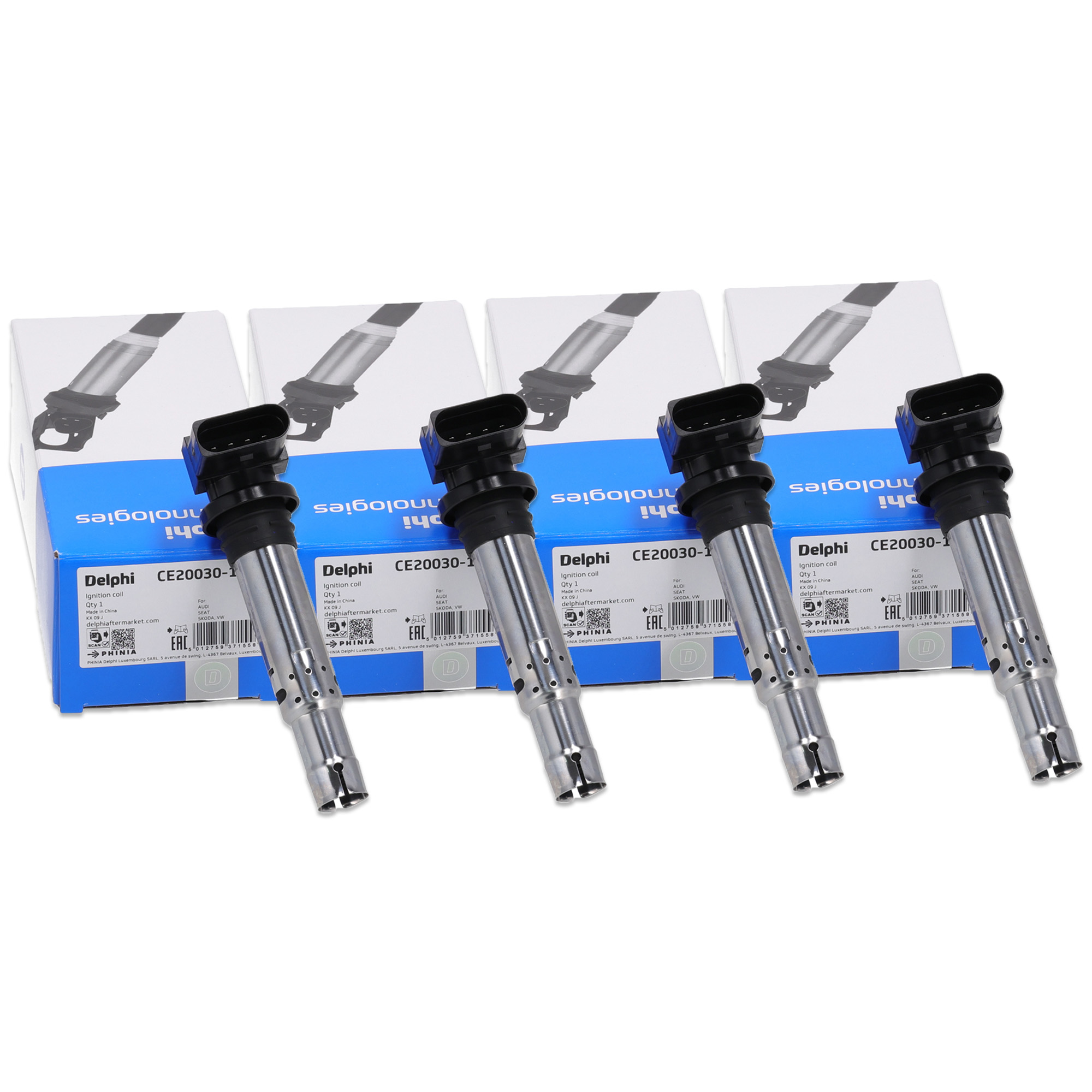 4x DELPHI CE2003012B1 Ignition Coil for VW Golf 4, 5, 6, Passat, Polo, Tiguan, Touran, A1, A3, 1.4, 1.6