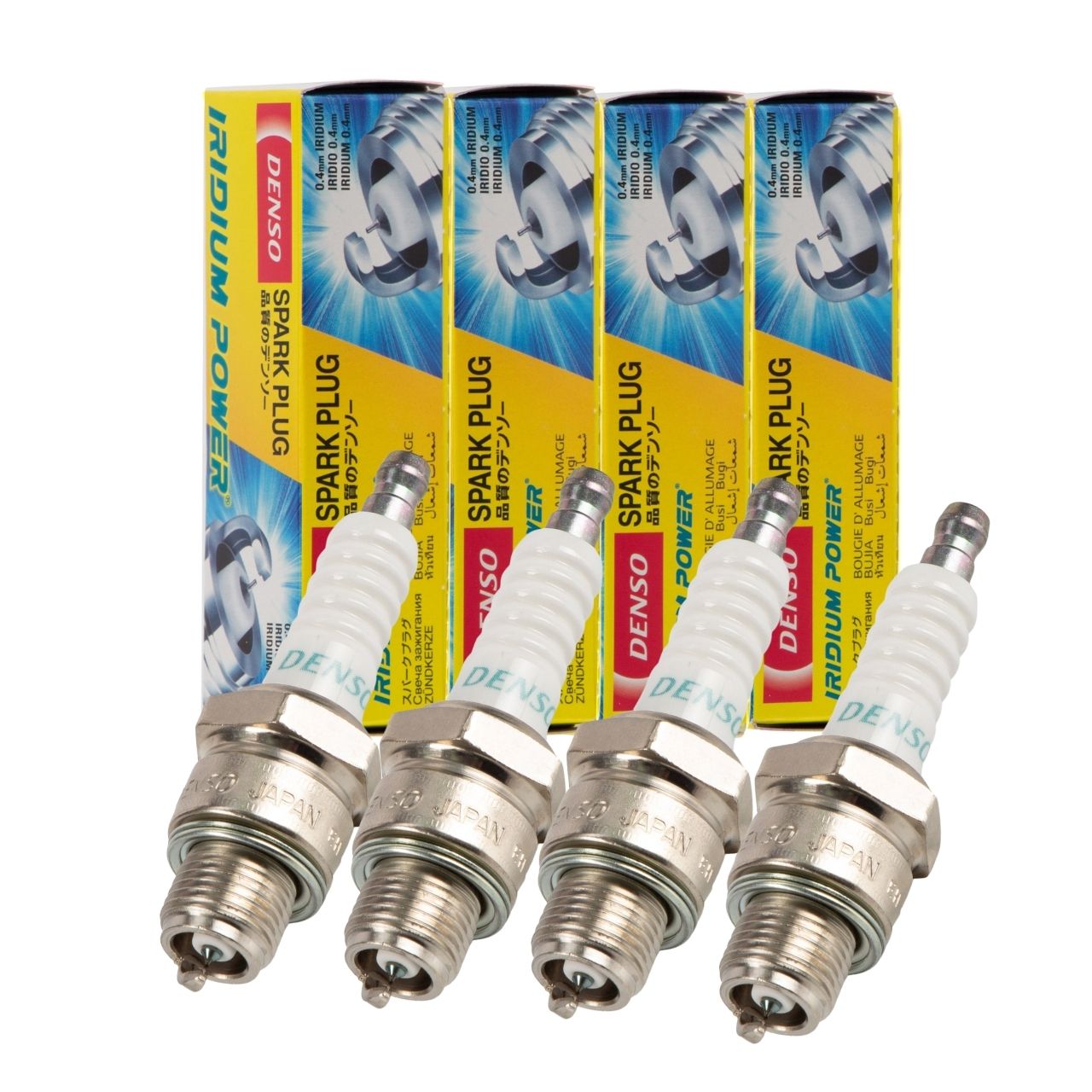 4x DENSO IWF24 Iridium Power Spark Plug for SIMSON SR 50, GAMMA, APRILIA, PIAGGIO, KAWASAKI, and YAMAHA
