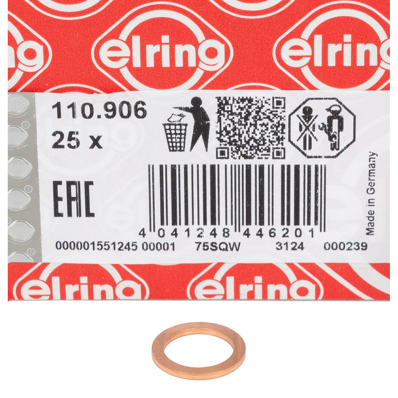 25x ELRING 110.906 Dichtring Ölablassschraube für BMW LAND ROVER MERCEDES MINI OPEL TOYOTA