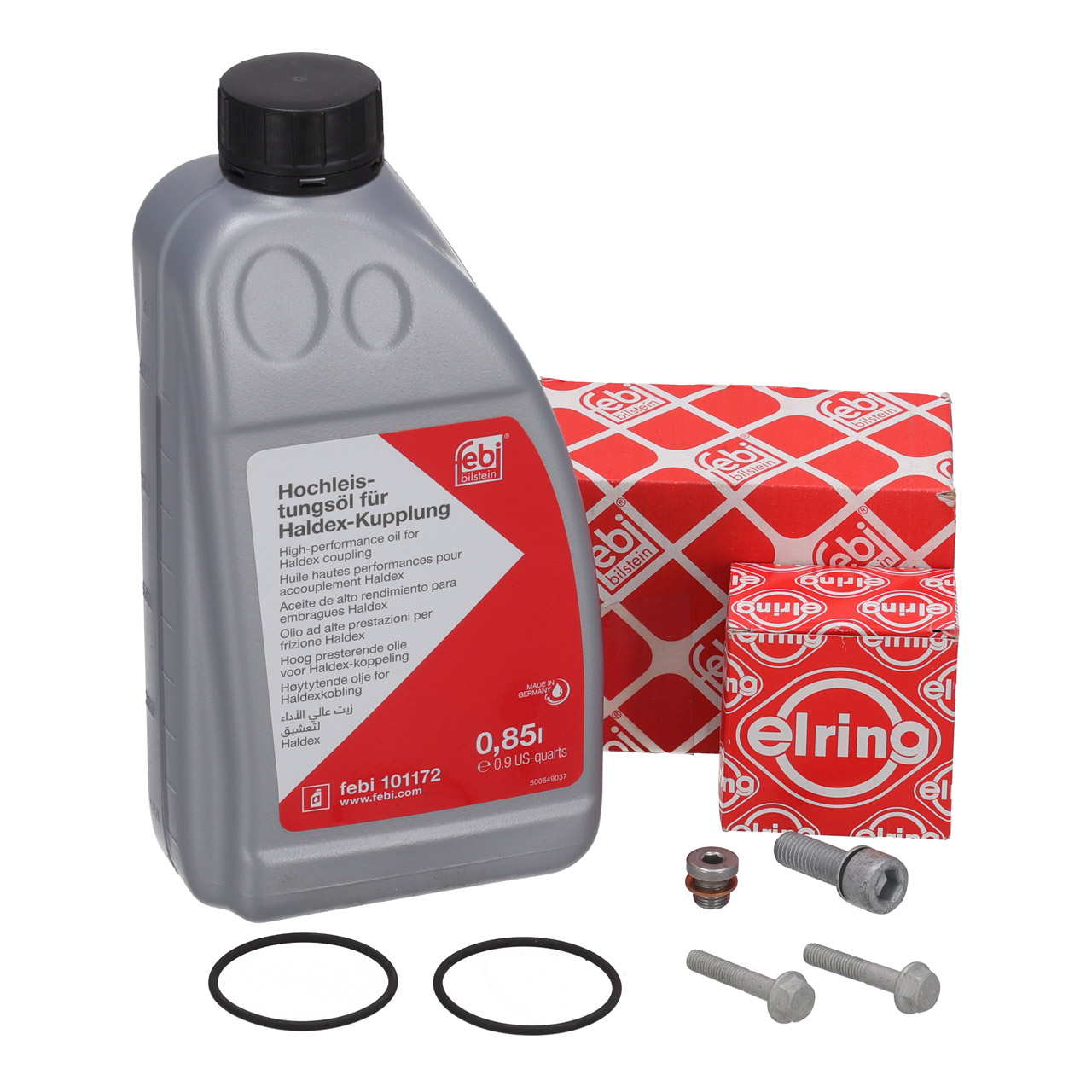 ELRING &Ouml;lwechsel Dichtungssatz + febi 101172 850mL &Ouml;l f&uuml;r VAG Haldex-Kupplung Gen 5