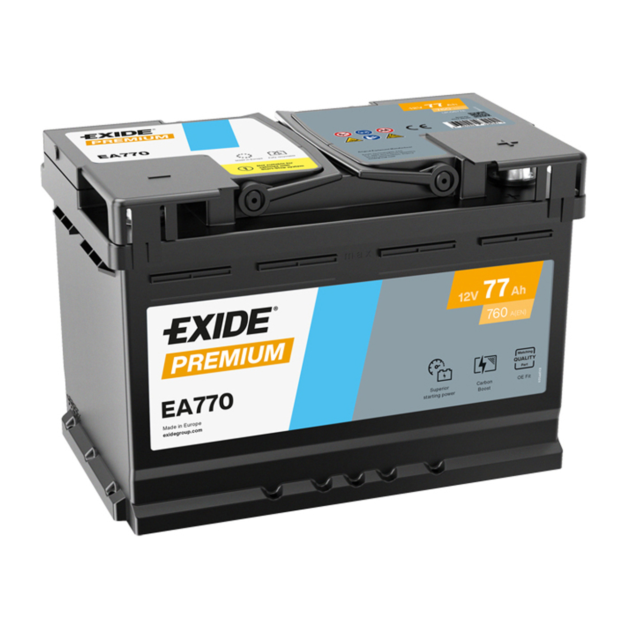 EXIDE EA770 PREMIUM Autobatterie Batterie Starterbatterie 12V 77Ah EN760A