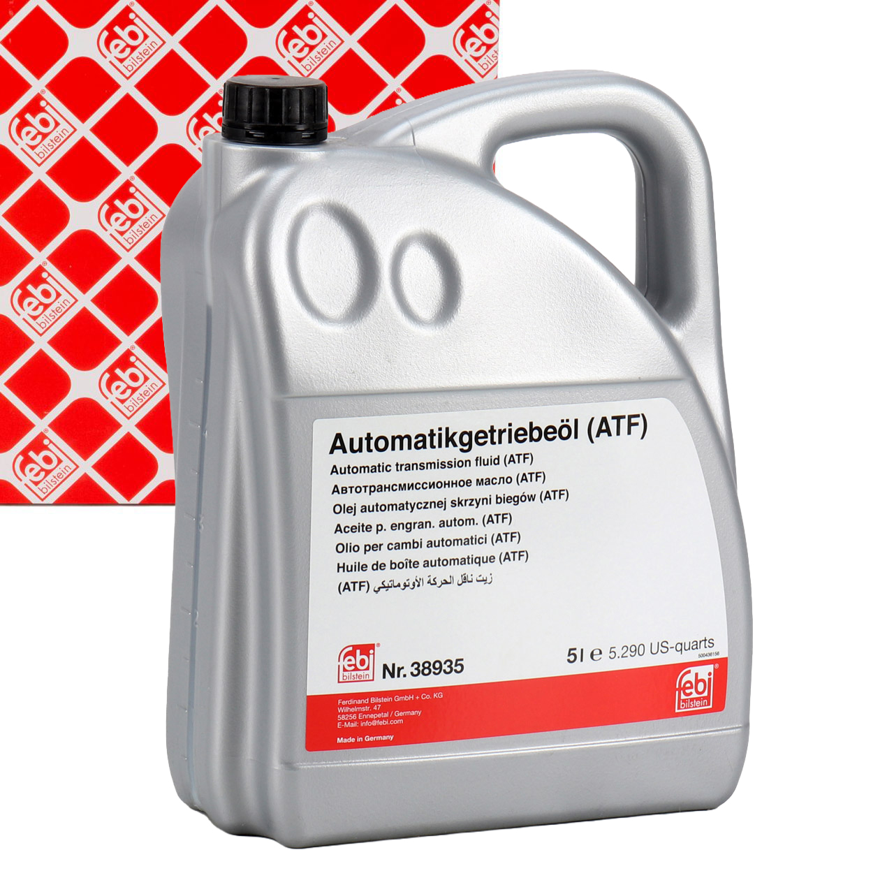5L 5-liter febi 38935 ATF automatic transmission fluid for VW, BMW, HYUNDAI, JAGUAR, and PORSCHE