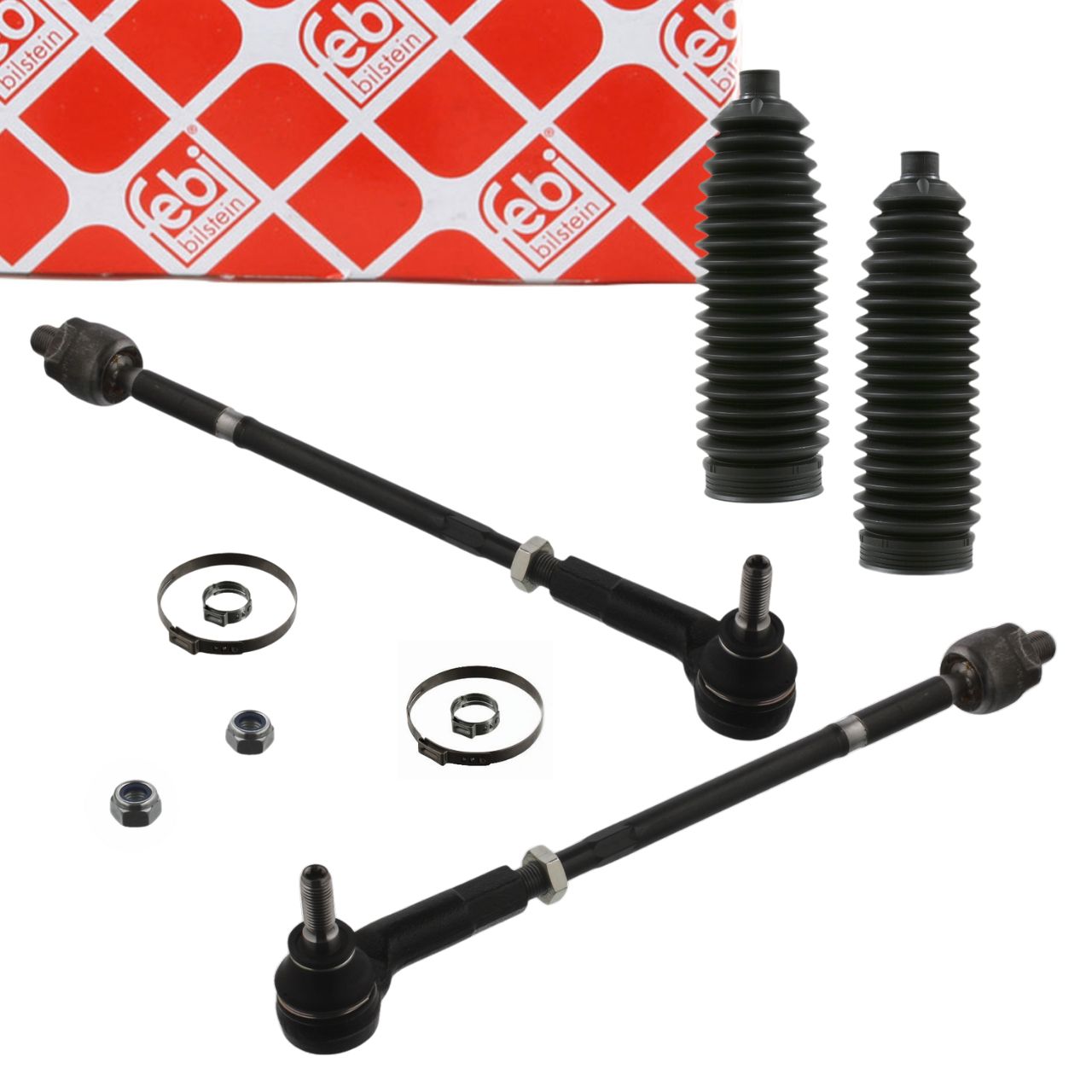 2x febi tie rod + end + boot for VW Golf 4, Bora, Audi 8L1, Leon 1M, Octavia 1 (front)