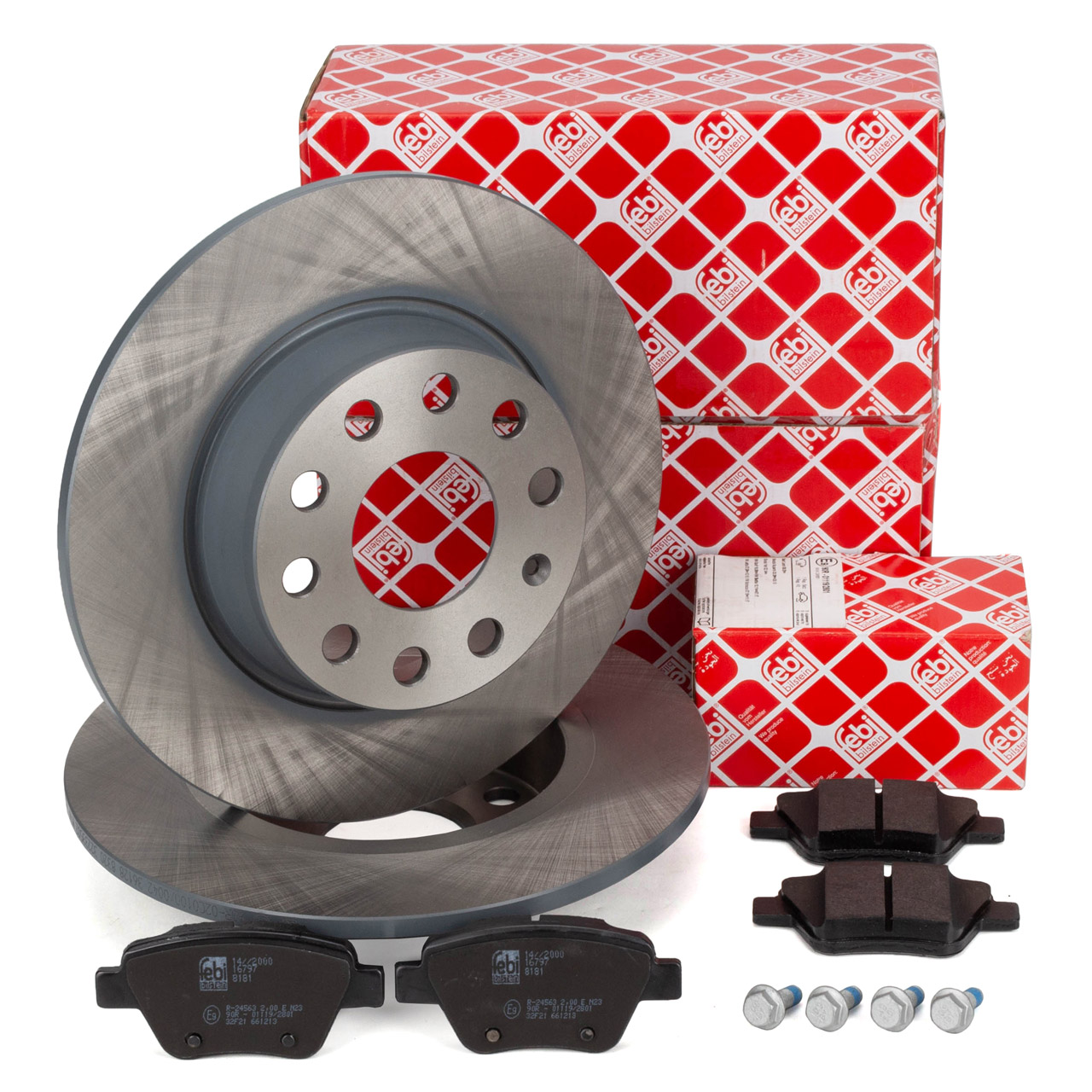 febi Brake Discs + Brake Pads for VW Golf 6 8X, 8P, Leon 5F, Octavia 2, 3, Superb 2 (rear)