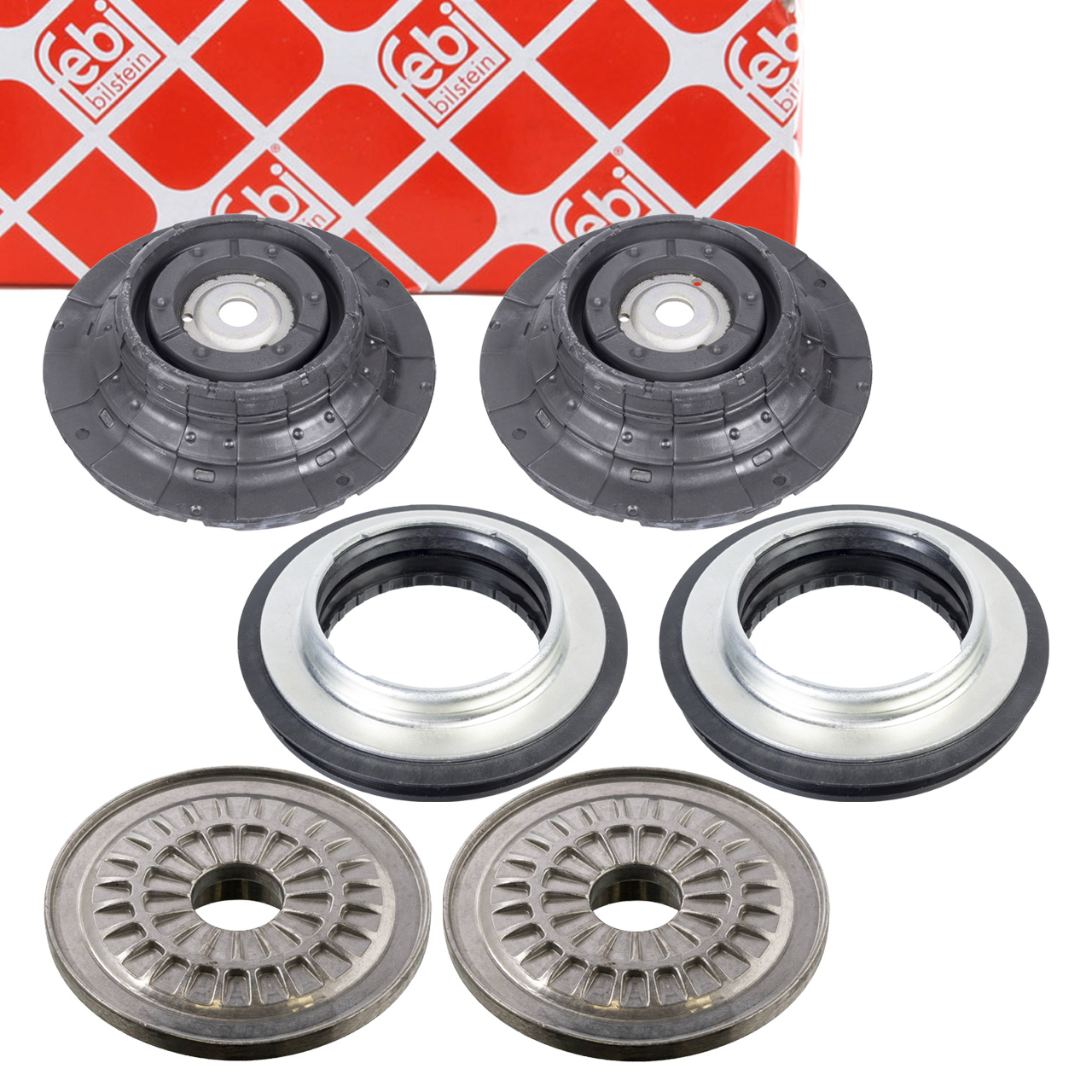 2x febi Domlager + W&auml;lzlager + Federteller f&uuml;r VW Multivan Transporter California T5 vorne