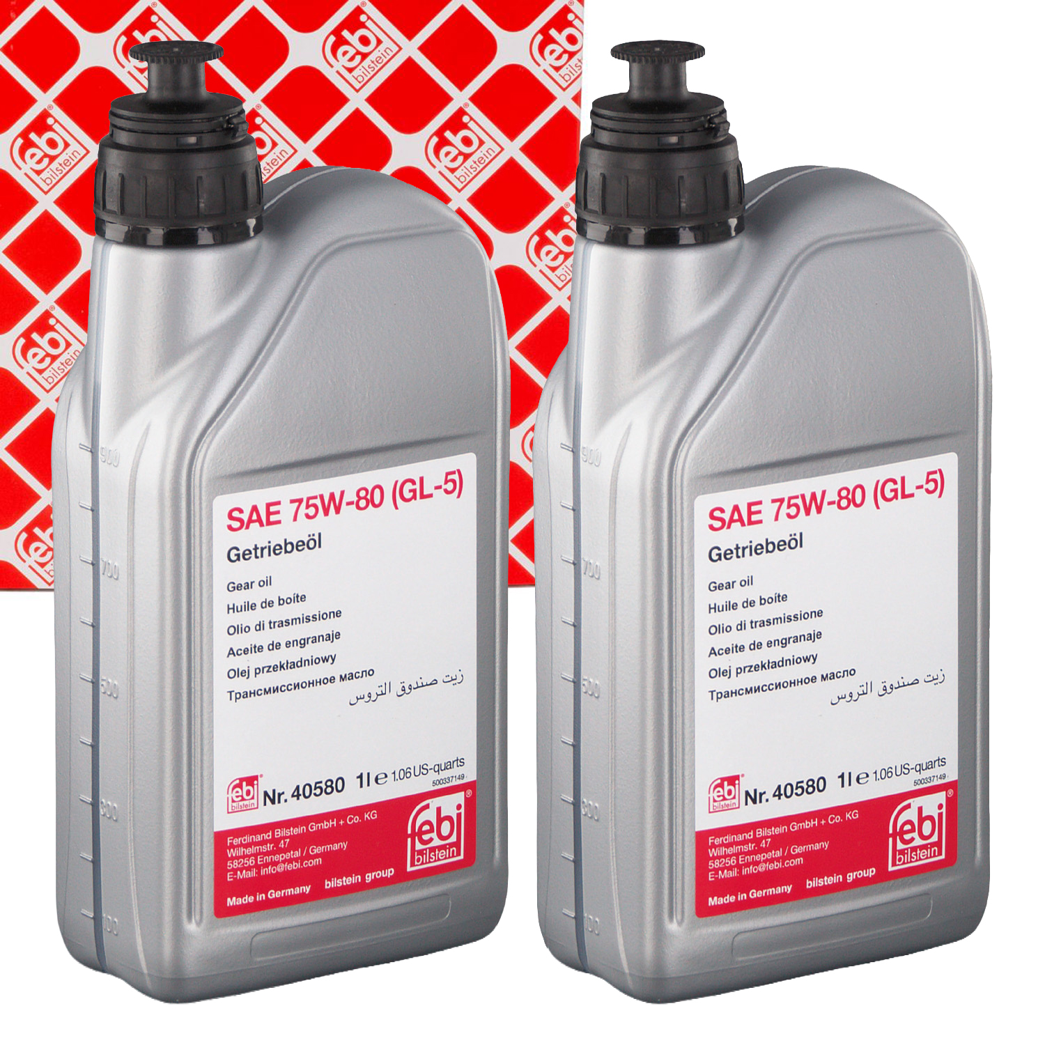 2L 2 Liter febi 40580 Getriebe&ouml;l GELB 75W-80 API GL-5 AUDI BMW FORD OPEL PSA VW