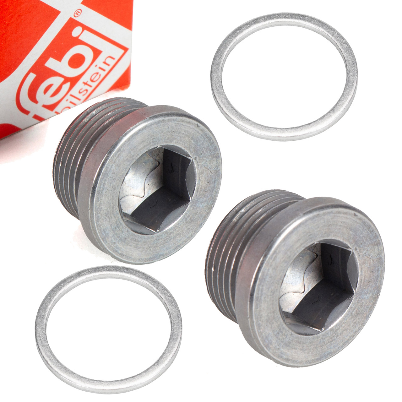 2x febi &Ouml;lablassschraube N90215404 + 2x Dichtring N0438092 f&uuml;r VAG 6-/7-Gang