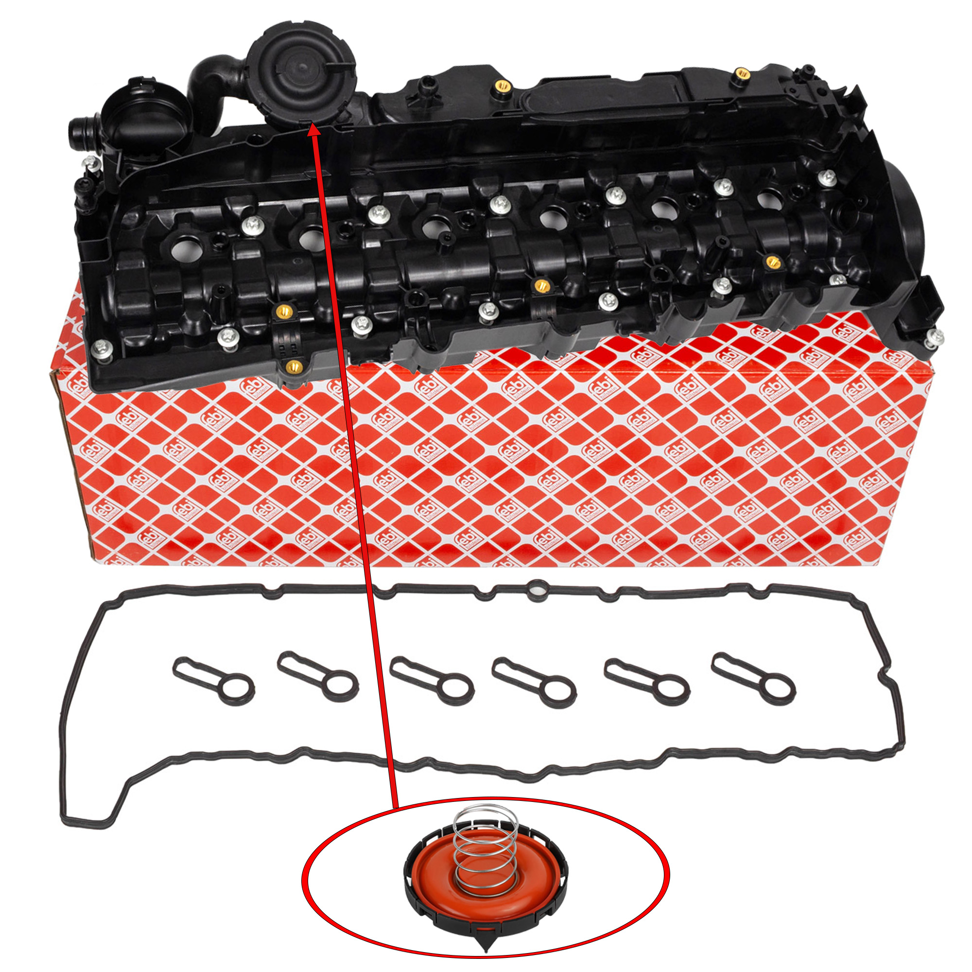 febi Ventildeckel + Dichtung für BMW F30-34 F32-36 F10/11 F12/13 F01 X3-6 N57 11128507607