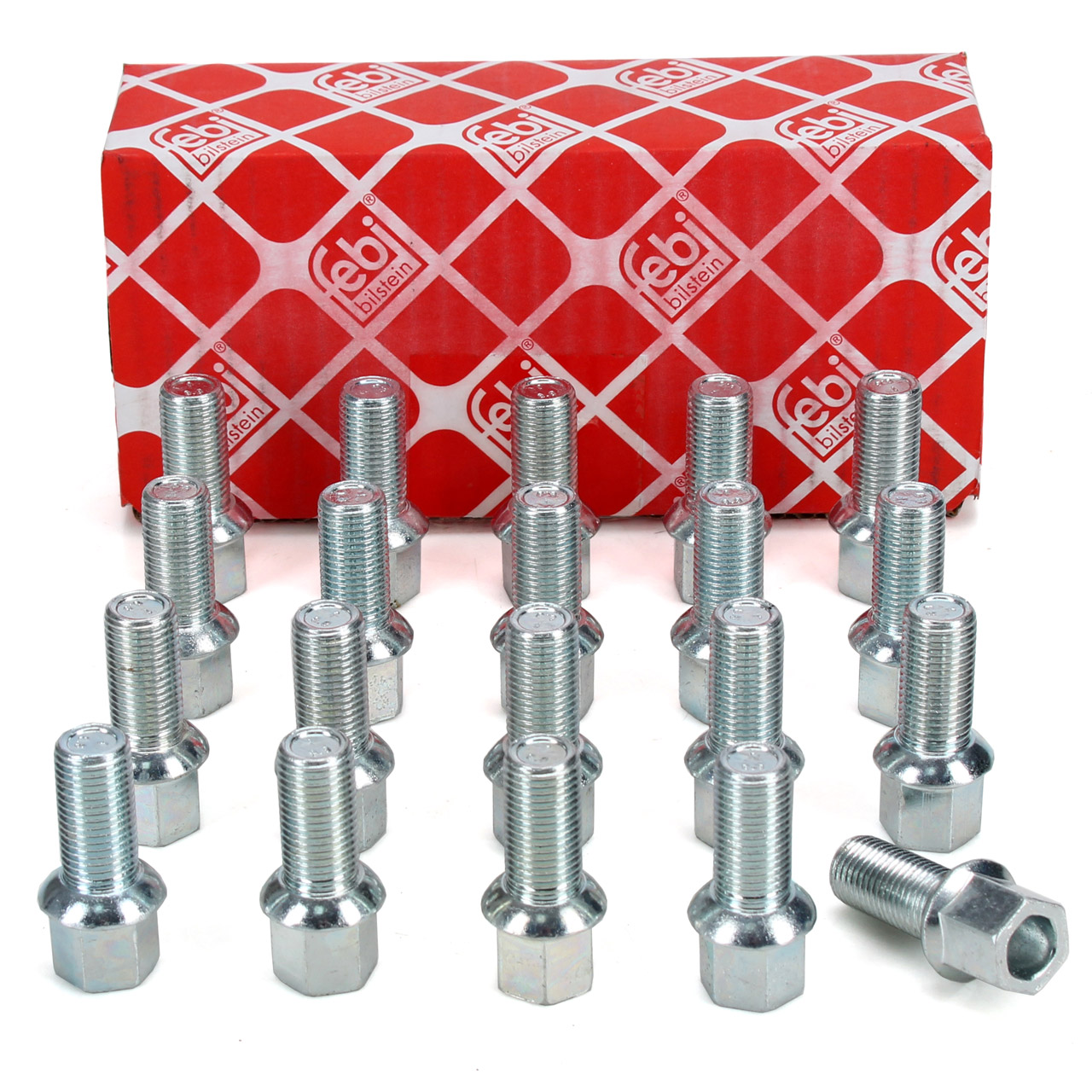 20x febi 09801 Radbolzen Radschrauben M14x1,5mm 27mm f&uuml;r AUDI SEAT SKODA VW Golf Passat