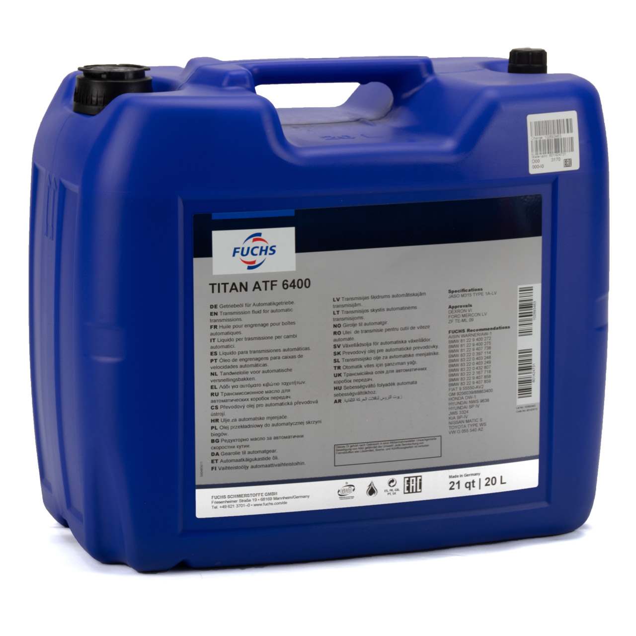 FUCHS Transmission Fluid for Automatic Transmissions TITAN ATF 6400 - 20L (20 liters)