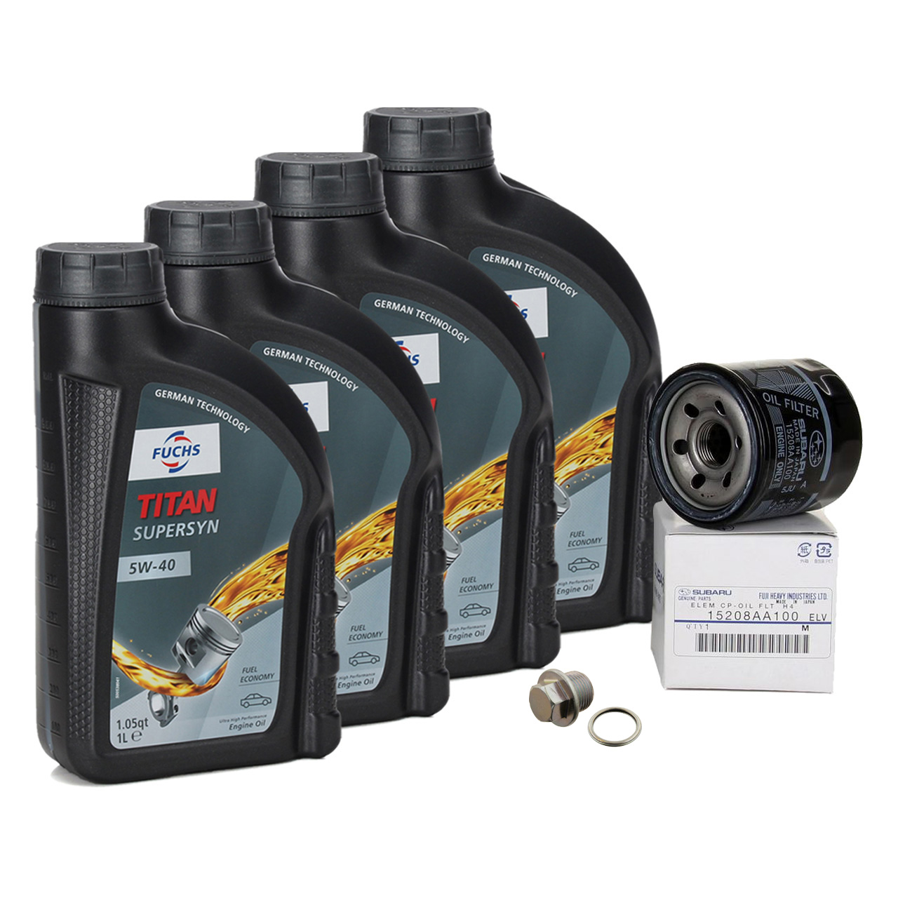 4L FUCHS TITAN SUPERSYN 5W40 Engine Oil + ORIGINAL SUBARU Oil Filter 15208-AA100