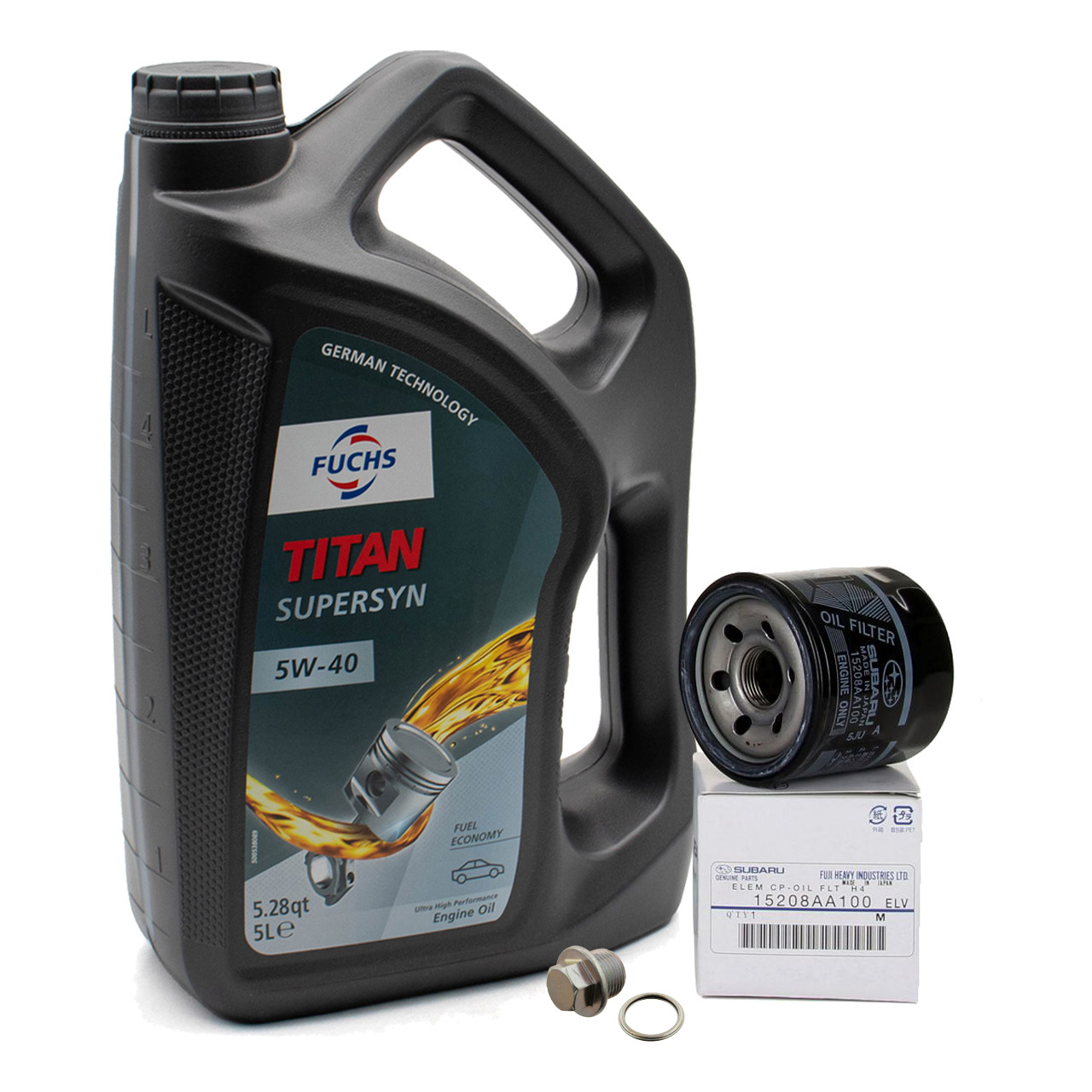5L FUCHS TITAN SUPERSYN 5W40 Engine Oil + ORIGINAL SUBARU Oil Filter 15208-AA100
