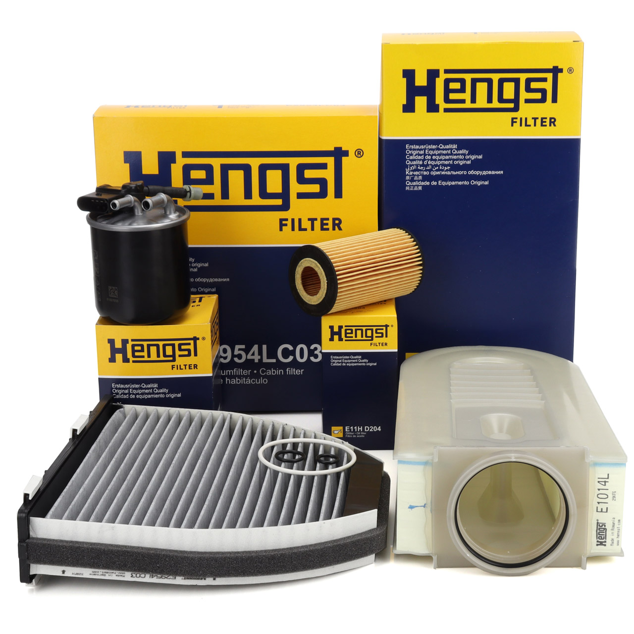 HENGST 4-piece filter set for MERCEDES W204, S204, C218, A218, W212, S212, X204 180-250CDI OM651