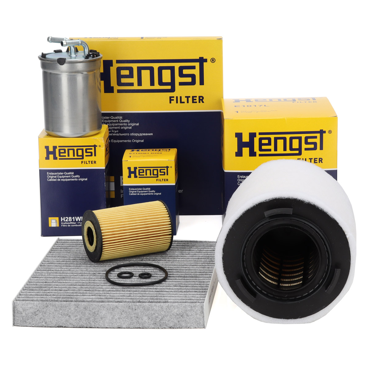 HENGST Filterset 4-tlg f&uuml;r VW Polo 5 SEAT Ibiza 4 SKODA Fabia 2 Roomster 1.6 TDI bis 2010