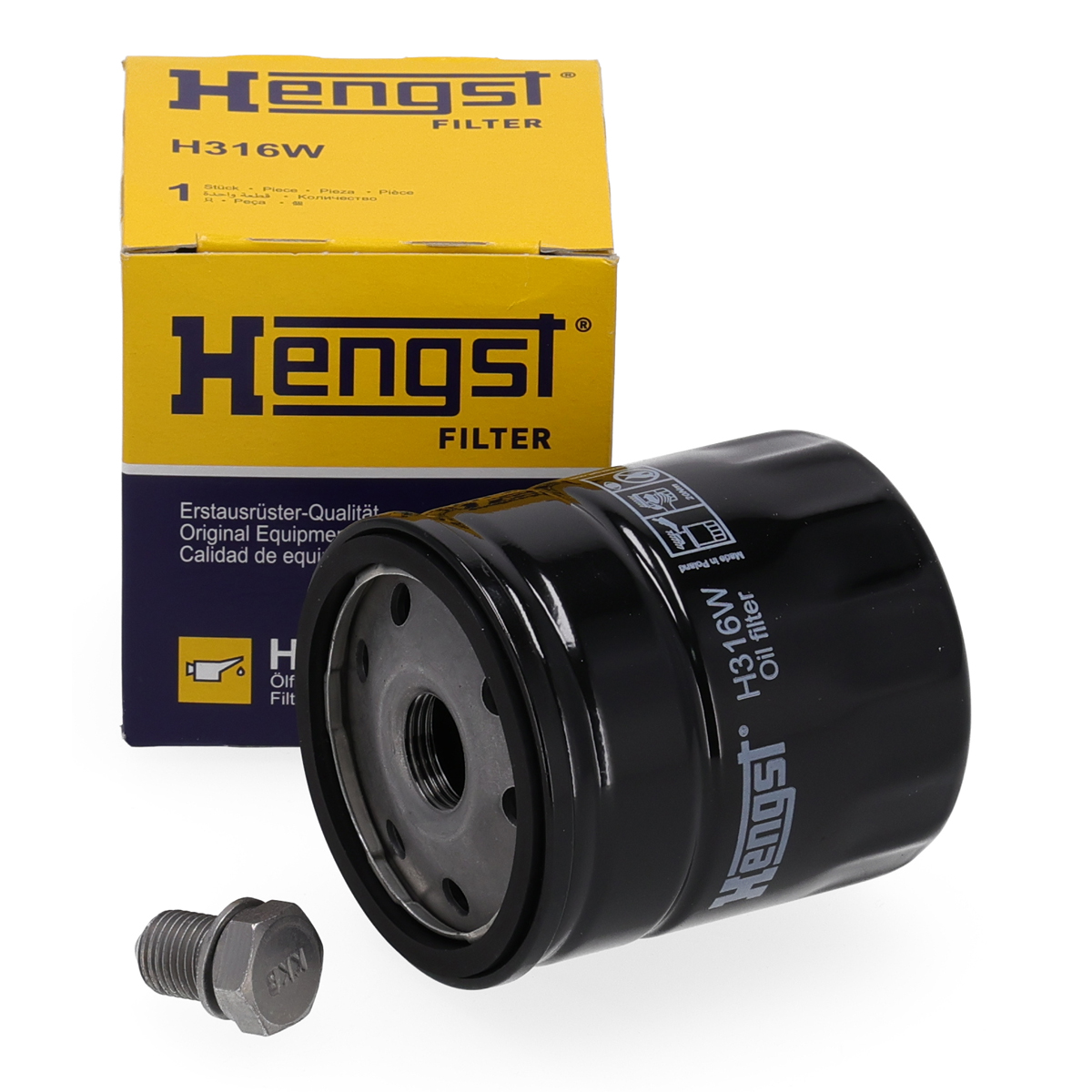 HENGST H316W &Ouml;lfilter + Schraube f&uuml;r VW California Multivan Transporter T5 T6 2.0 Bi/TDI