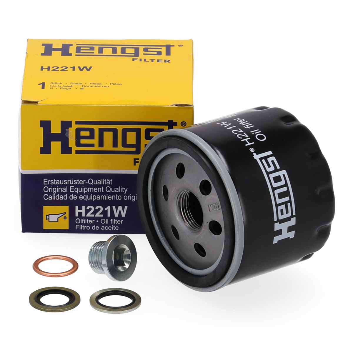 HENGST H221W &Ouml;lfilter + Schraube f&uuml;r DACIA NISSAN OPEL RENAULT SMART