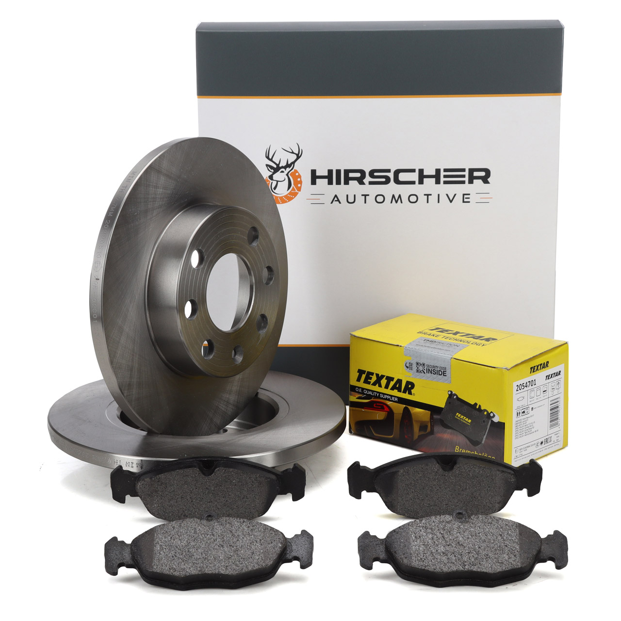 HIRSCHER Bremsscheiben + TEXTAR Bremsbeläge OPEL Astra F Corsa A B  