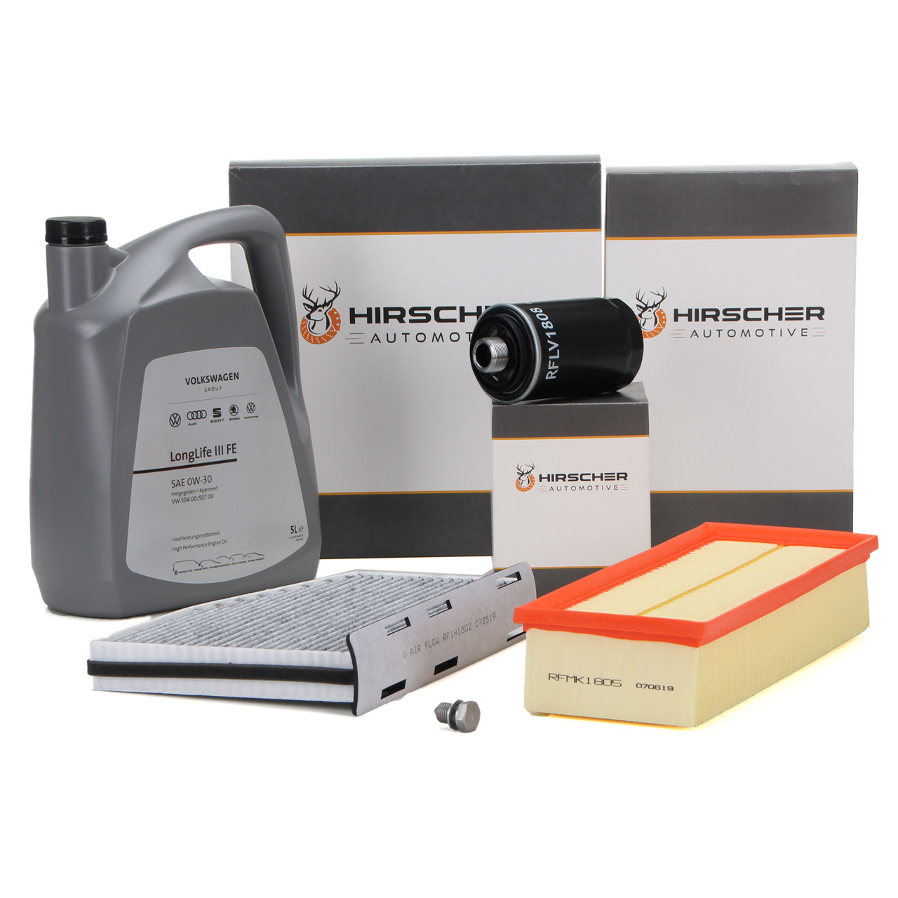HIRSCHER Filter Set + 5L ORIGINAL 0W30 Engine Oil for VW Golf 5 & 6, Passat, and Audi 1.8/2.0 TSI/GTI