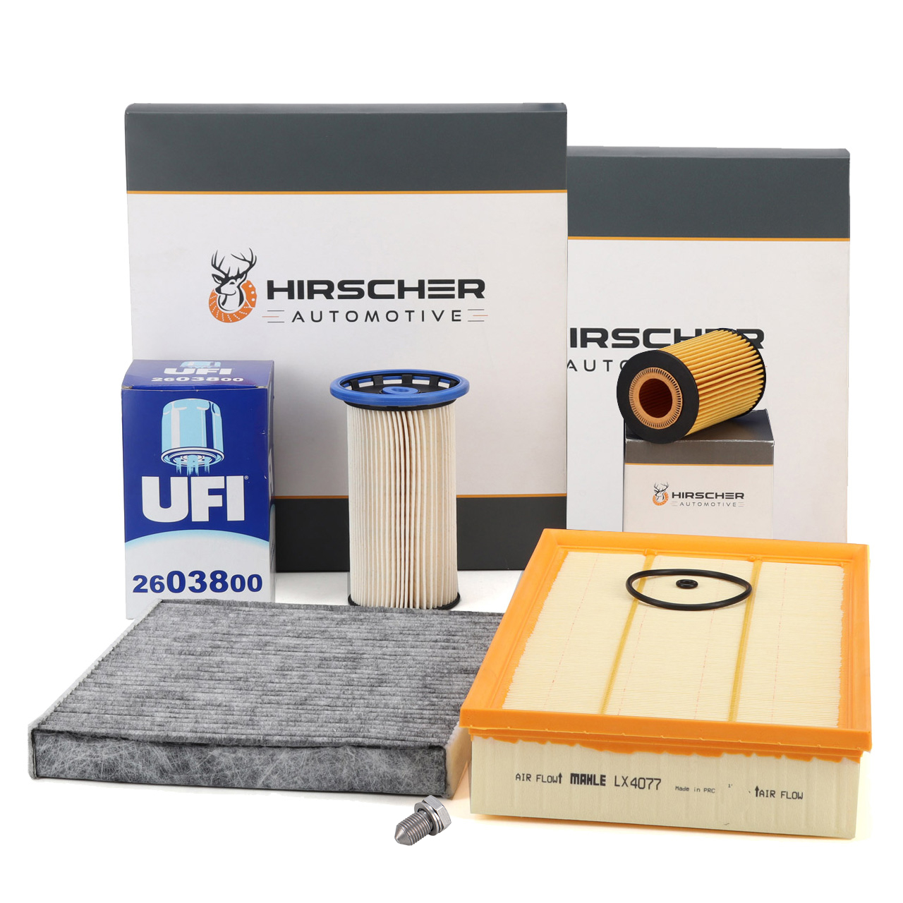 HIRSCHER Filter-Set 4-tlg f&uuml;r VW Passat B8 Arteon Tiguan Allspace SKODA Kodiaq 2.0 Bi-TDI