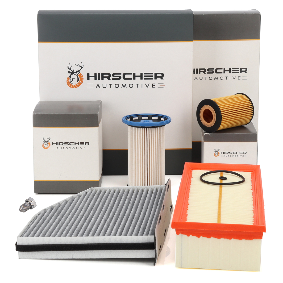 HIRSCHER 4-piece filter set for VW Sharan 7N, Tiguan 5N, Audi Q3 8U, and SEAT Alhambra 2.0 TDI