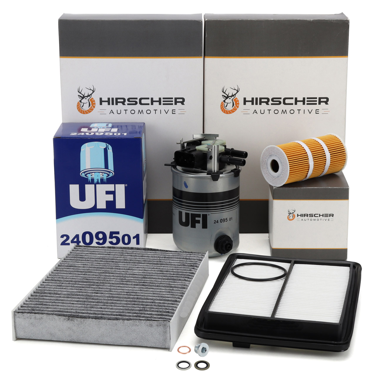 HIRSCHER 4-Piece Filter Set for RENAULT Kadjar HA_ HL_ NISSAN Qashqai 2 J11_ 1.6 dCi 130 hp