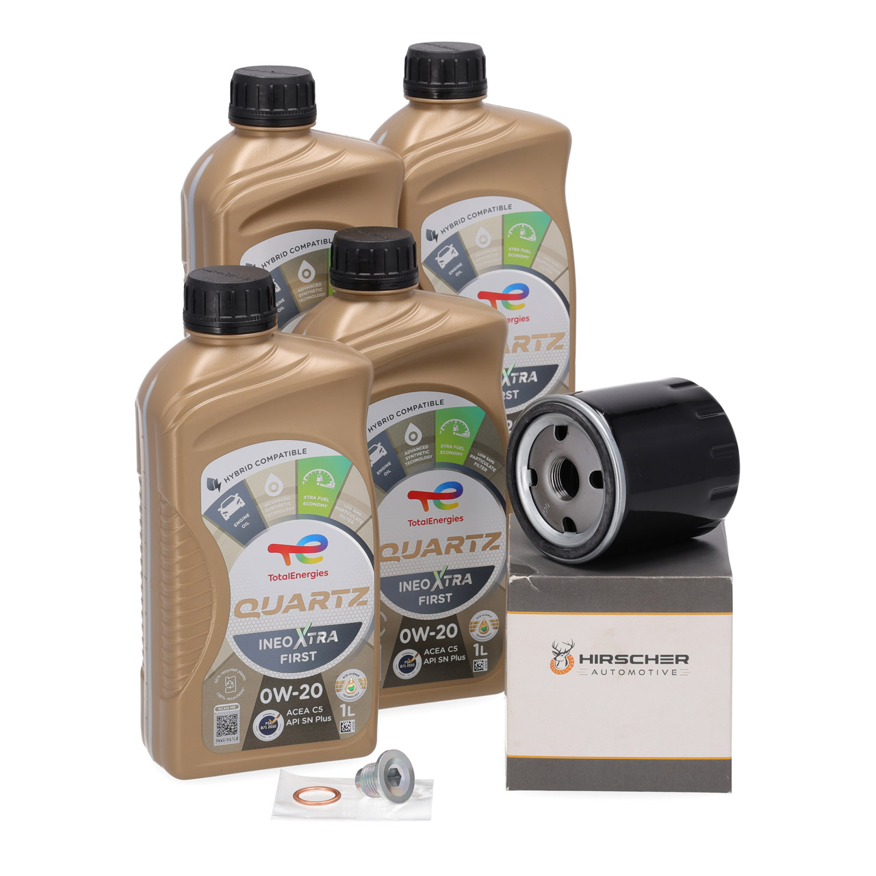 4L TOTAL INEO XTRA FIRST 0W20 Engine Oil + HIRSCHER Oil Filter for PSA, Opel, and Toyota 1.2 Turbo