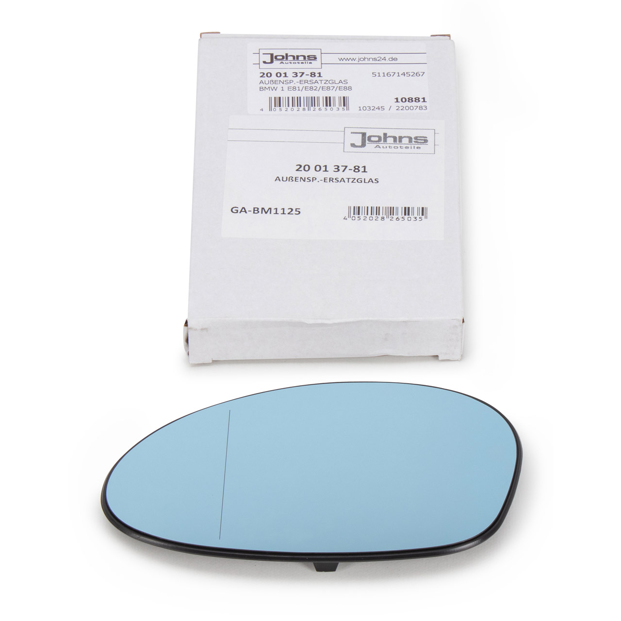 JOHNS Heated Exterior Mirror Glass for BMW 1 Series E81, E87; 3 Series E90, E91 (Left Side) 51167145267