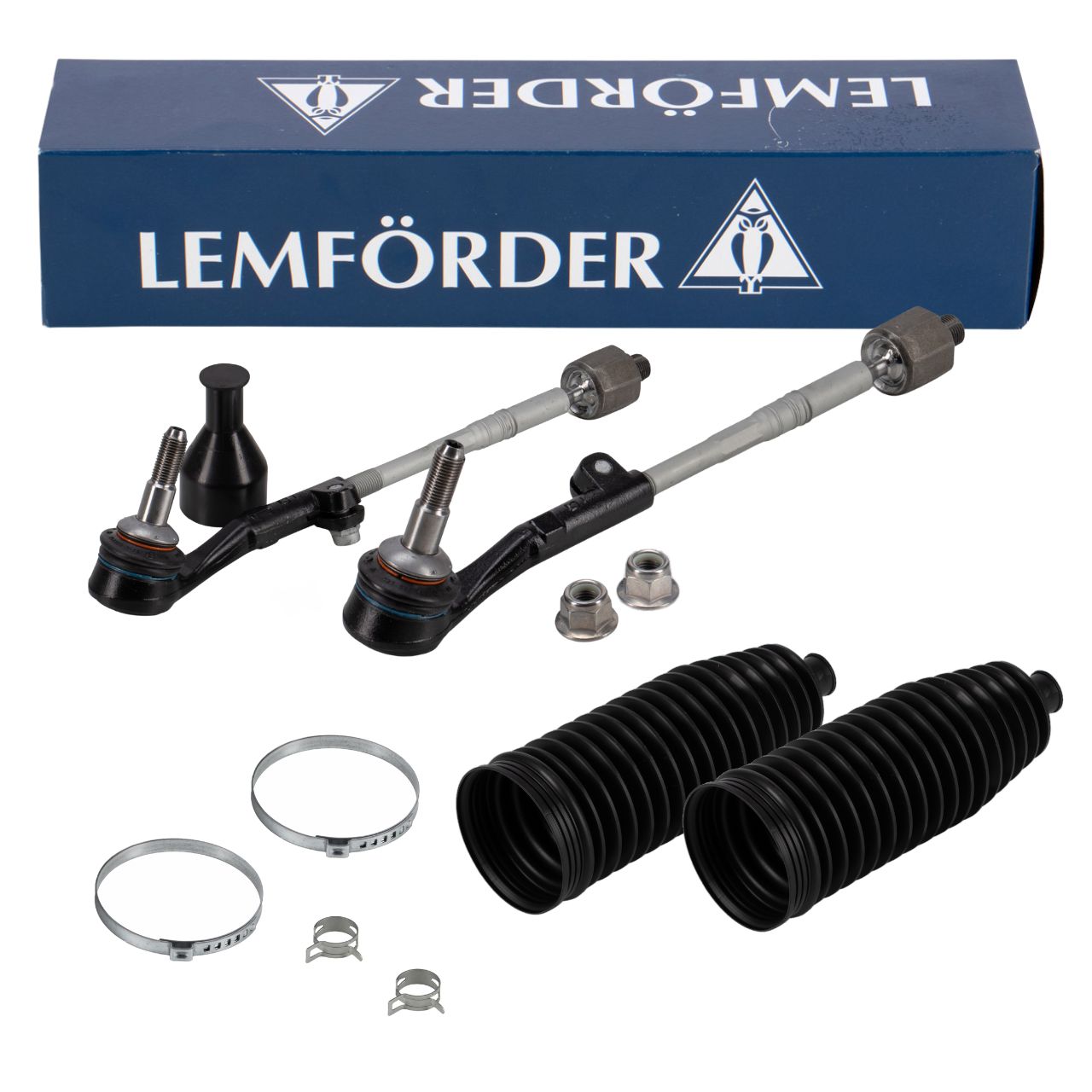 2x LEMF&Ouml;RDER Tie Rod + End Cap + Boot for BMW 1 Series E81-88, 3 Series E90-93, X1 E84, Z4 (Front)