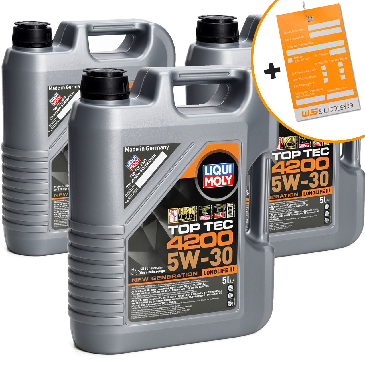 15L LIQUI MOLY 3707 TOP TEC 4200 5W30 Motoröl NEW GEN für VW 504.00 507.00 BMW LL-04
