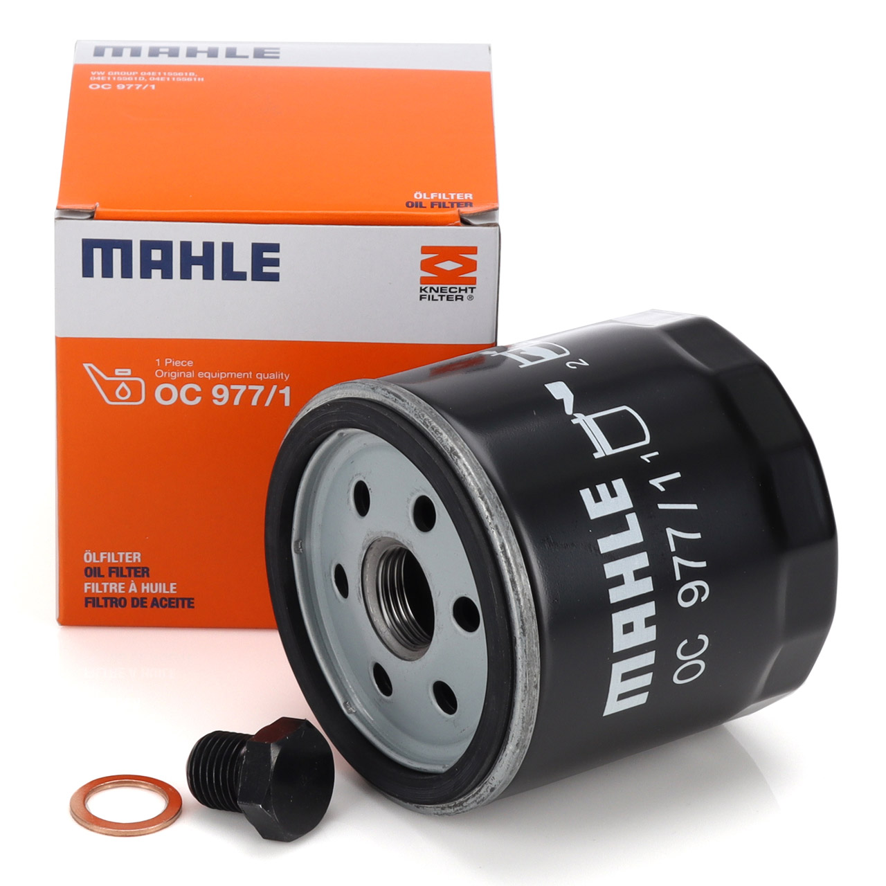 MAHLE OC977/1 Oil Filter + Screw for VW Golf 7, 8, Passat B8, Polo, Tiguan, Touran 1.0&ndash;1.5 TSI