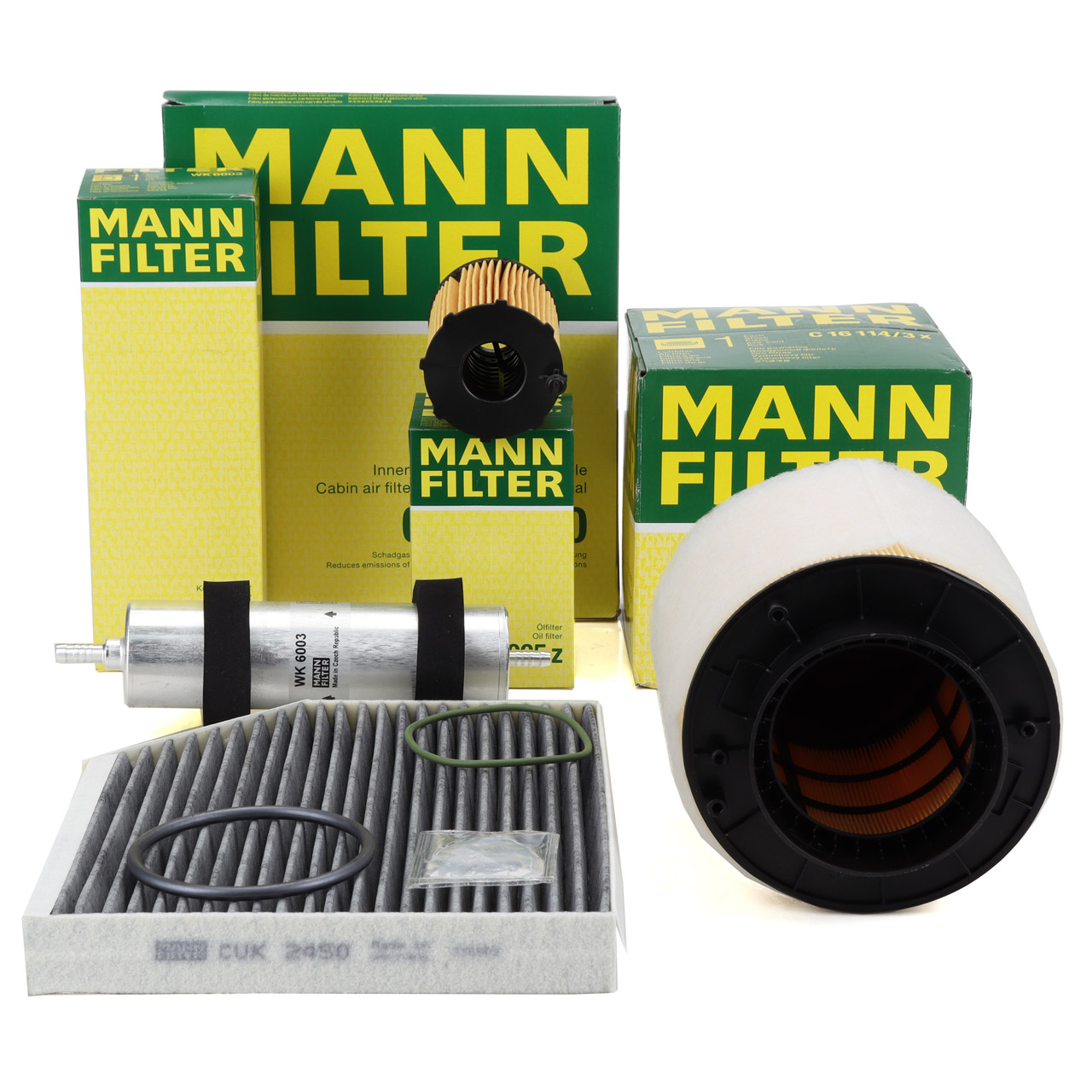 MANN 4-Piece Filter Set for AUDI A4 8K B8, A5 8T 8F, Q5 8RB 3.0/SQ5 TDI 204&ndash;340 hp