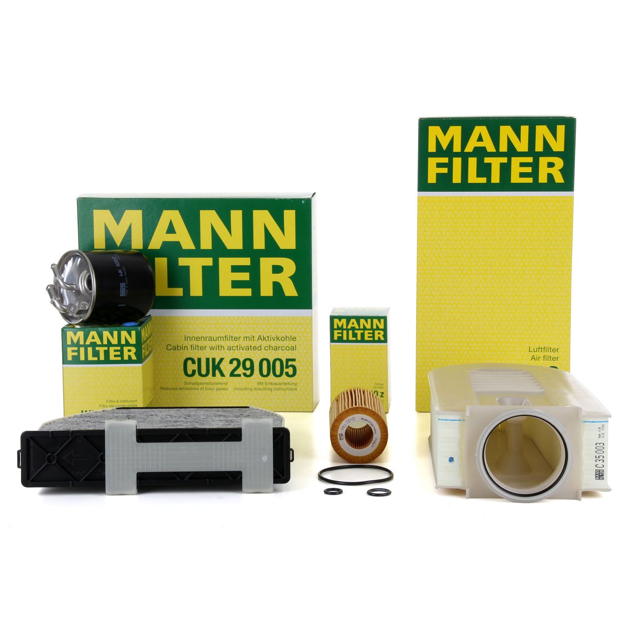 MANN 4-Piece Filter Set for Mercedes W204, W212, A/C207, X204, 200CDI, 220CDI, 250CDI, OM651