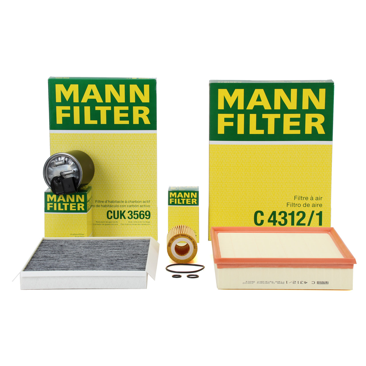 MANN 4-piece filter set for Mercedes Sprinter 906 10-16 CDI OM651 (model year 2009 and later)