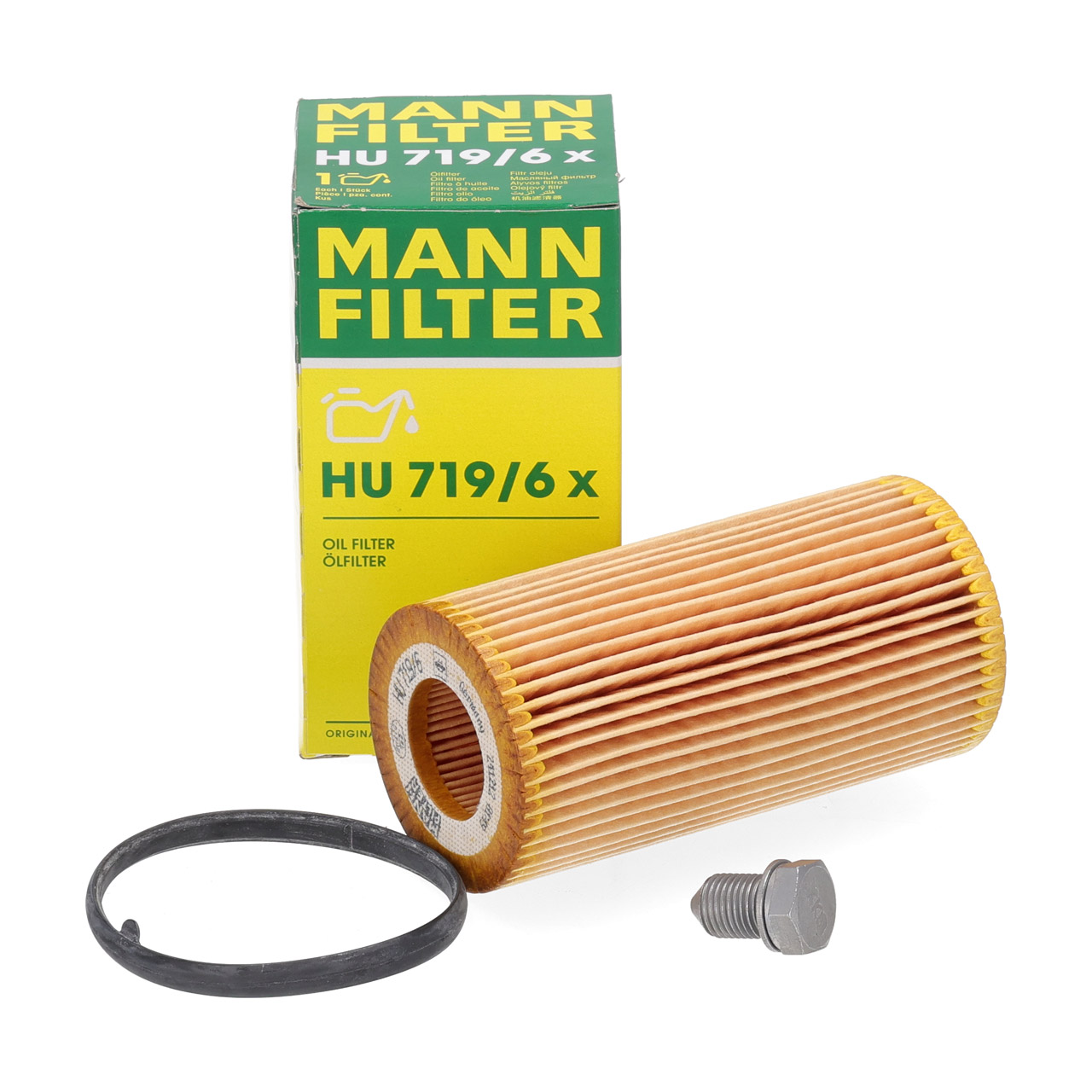 MANN HU719/6x &Ouml;lfilter + Schraube f&uuml;r VW Golf 5 6 Passat B6 Polo 5 Touran 2.0 FSI/TFSI