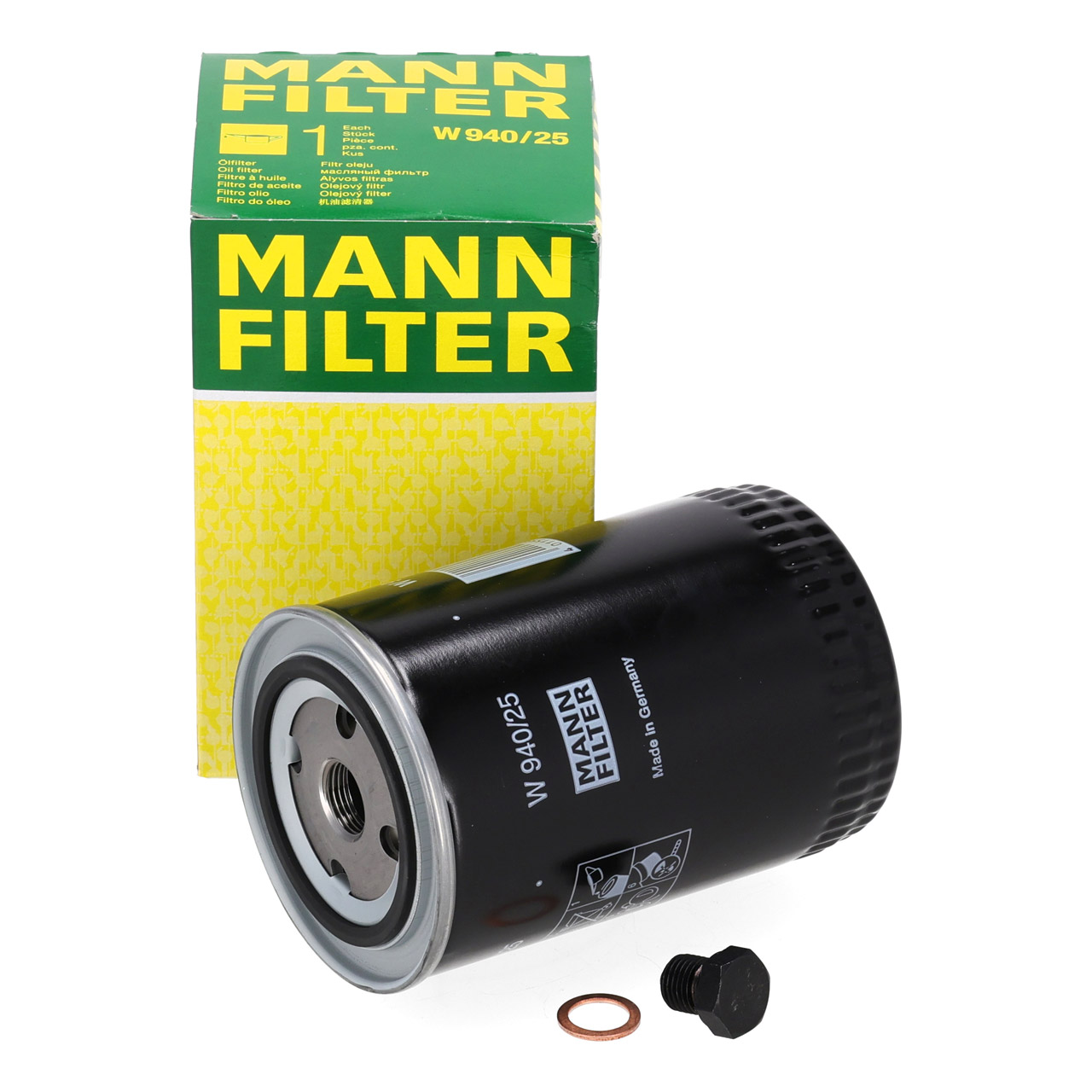 MANN W940/25 &Ouml;lfilter + Schraube f&uuml;r VW Golf 1 2 3 LT I Passat B1-4 Polo BulliI T3 Vento