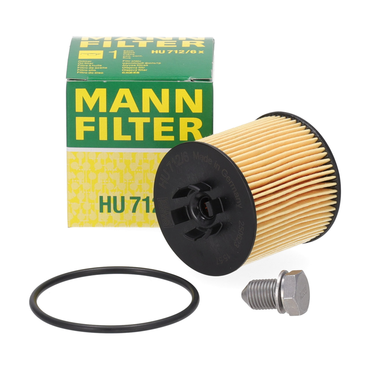 MANN HU712/6x Oil Filter + Screw for VW Golf 5, Passat B6, Polo, Tiguan 1.4 FSI/TSI, 1.6 FSI