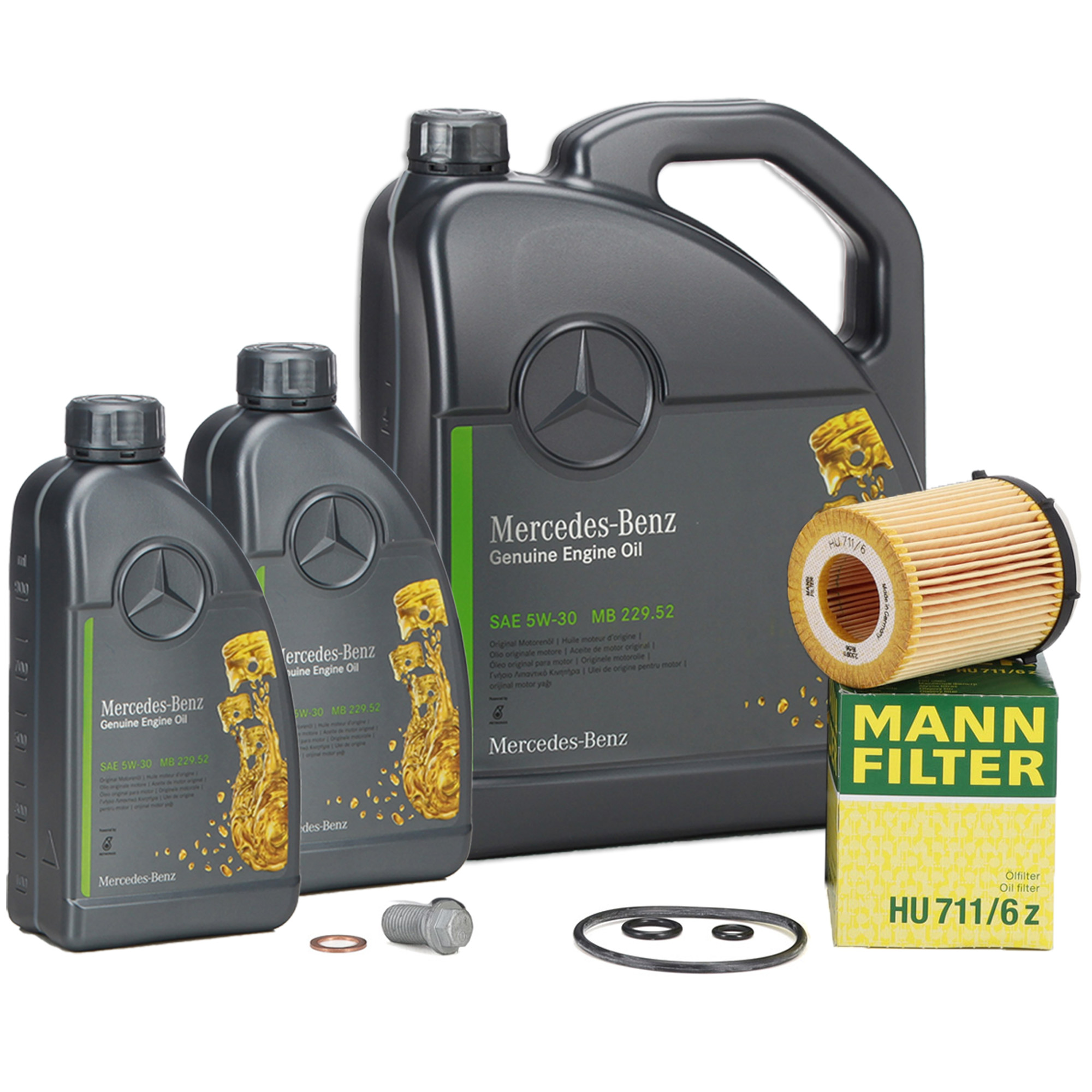 7L ORIGINAL 5W30 MB 229.52 Motor&ouml;l + MANN &Ouml;lfilter f&uuml;r MERCEDES-BENZ M260 M264 M270 M274