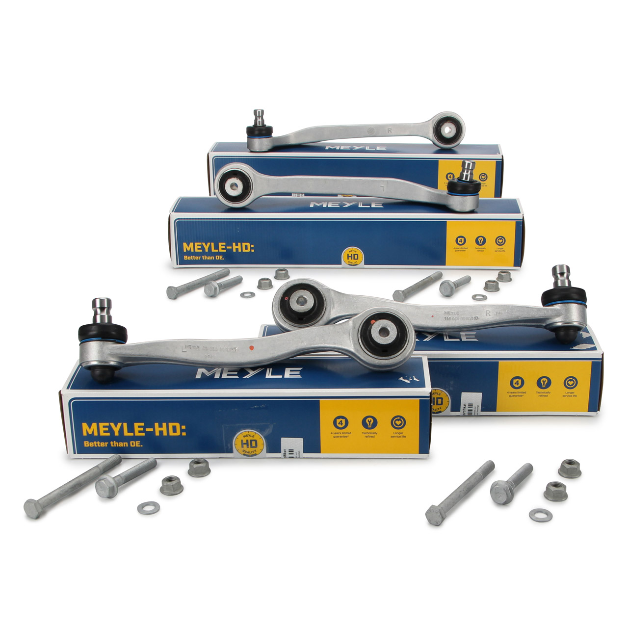 4x MEYLE HD Reinforced Control Arms for AUDI A6 C6 4E Phaeton (Front Upper, Rear Lower)