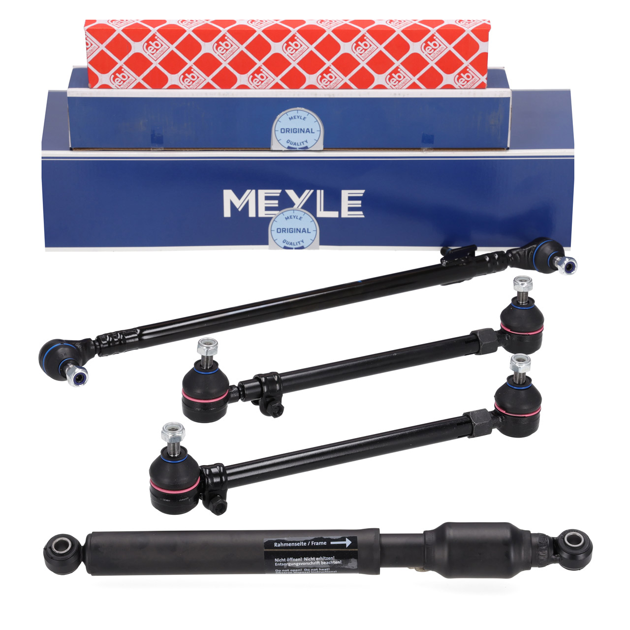MEYLE steering column + steering damper + 2x febi tie rod for MERCEDES 190 W201 (front)