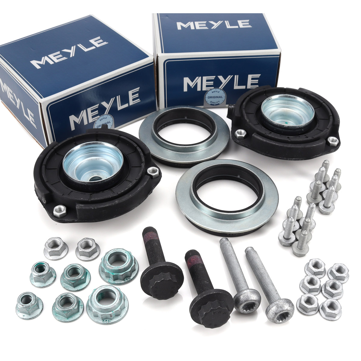 2x MEYLE strut bushings + ball bearings + screws for VW Golf 5, 6, Passat, Tiguan (front)