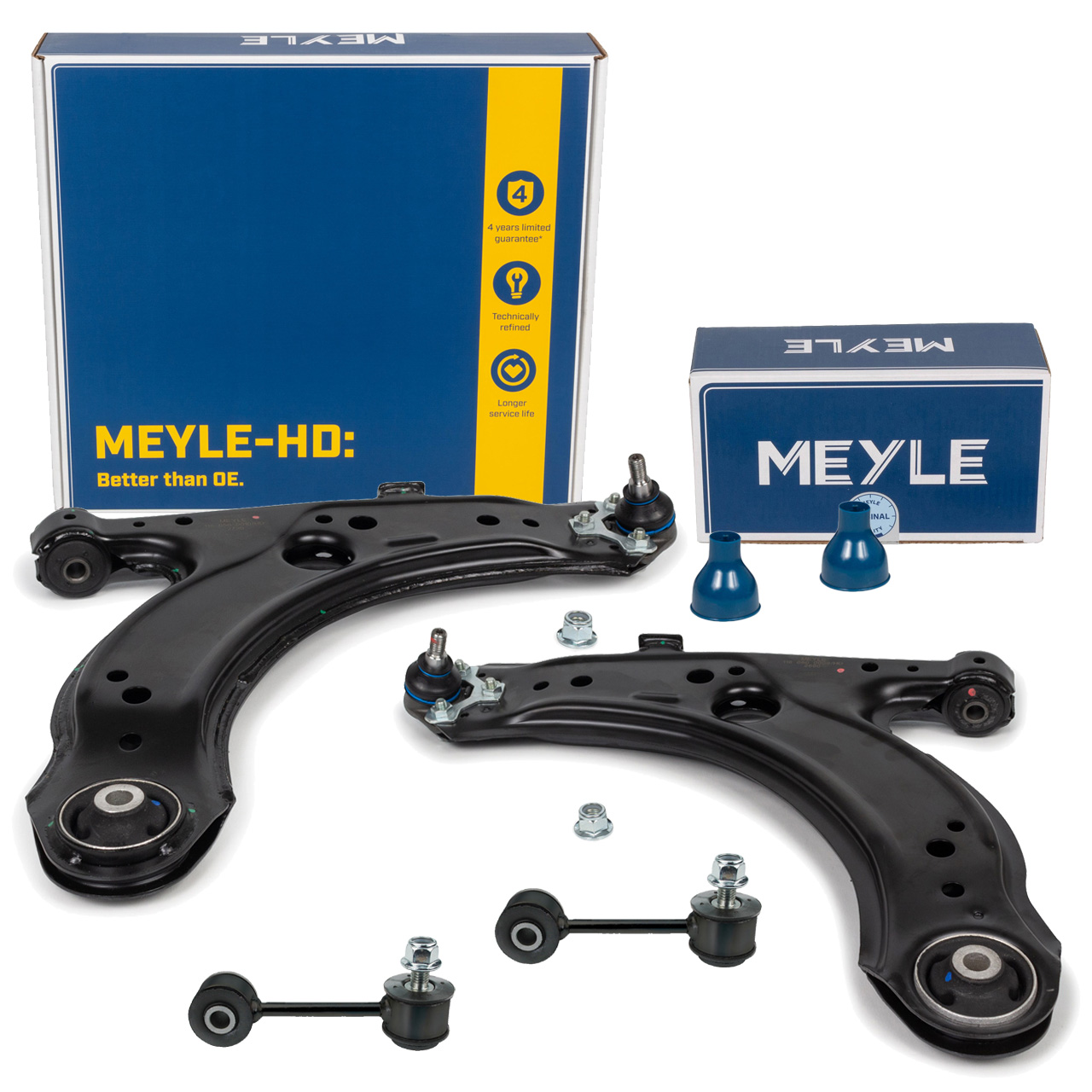 2x MEYLE HD control arms + ball joint + tie rod for VW Golf 4 up to model year A3 8L1 (front)