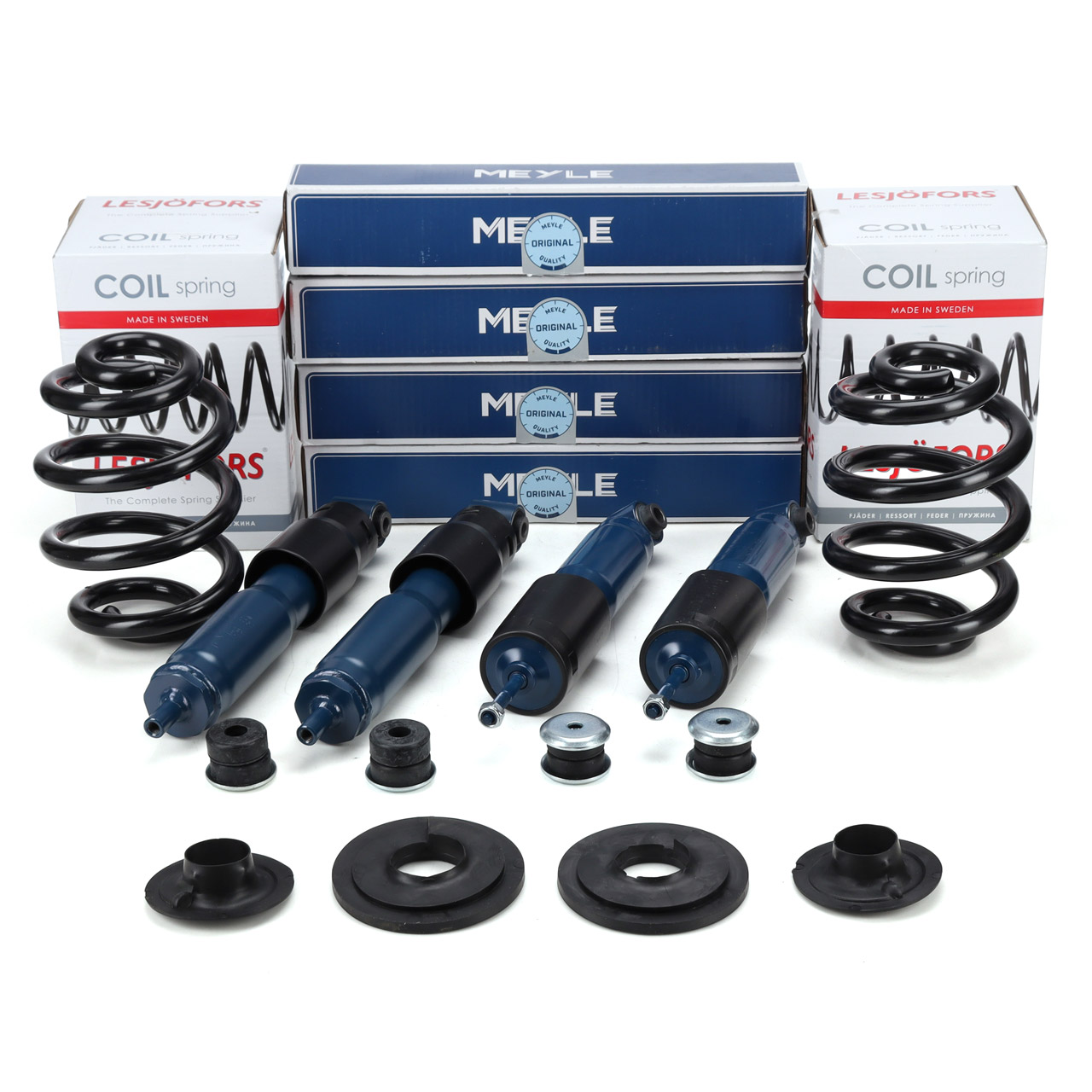 2x LESJ&Ouml;FORS VERST&Auml;RKT Fahrwerksfeder HINTEN + 4x MEYLE VERST&Auml;RKT Sto&szlig;d&auml;mpfer f&uuml;r VW T4