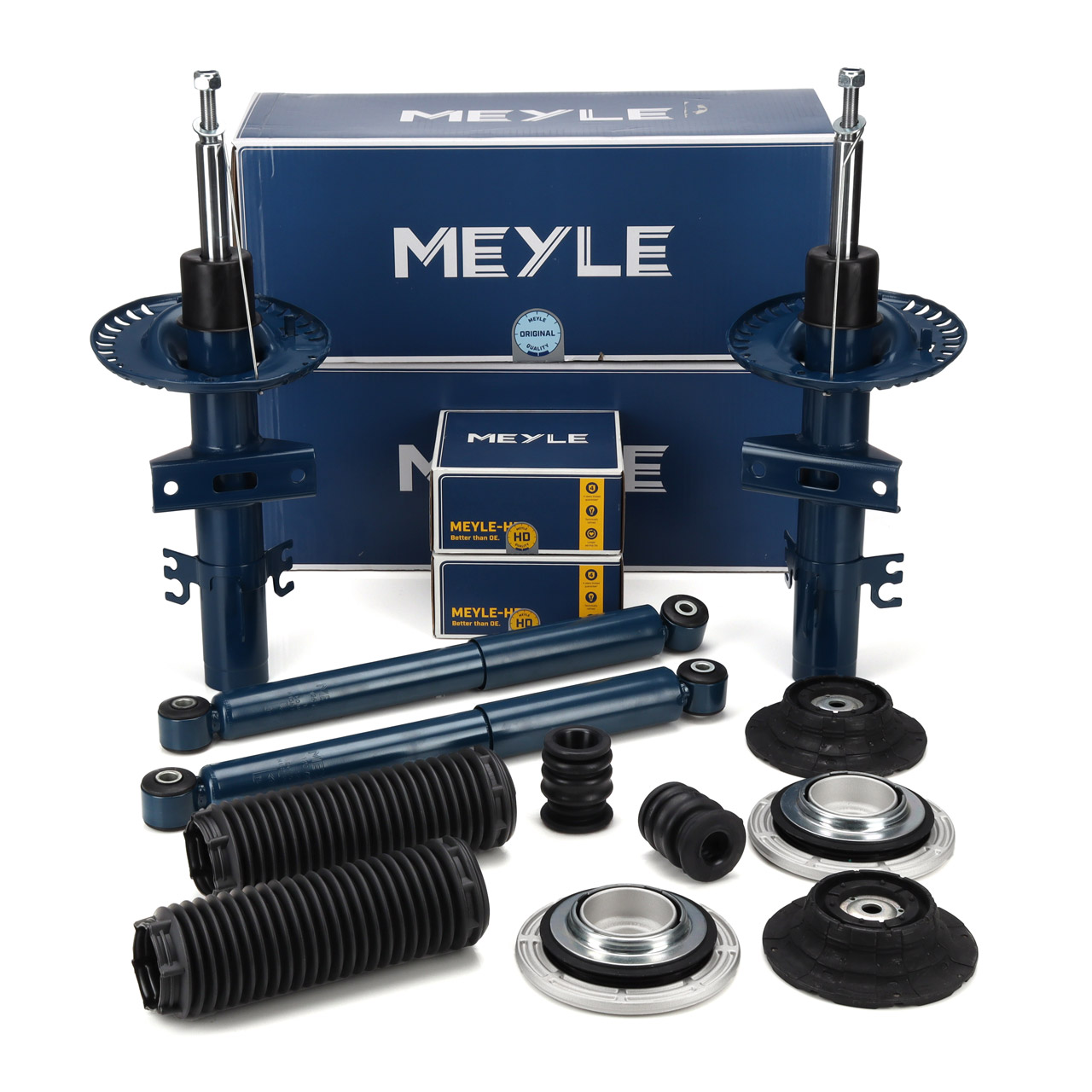 4x MEYLE Sto&szlig;d&auml;mpfer + Dreckschutz + Domlager f&uuml;r VW Transporter T5 T6 vorne + hinten