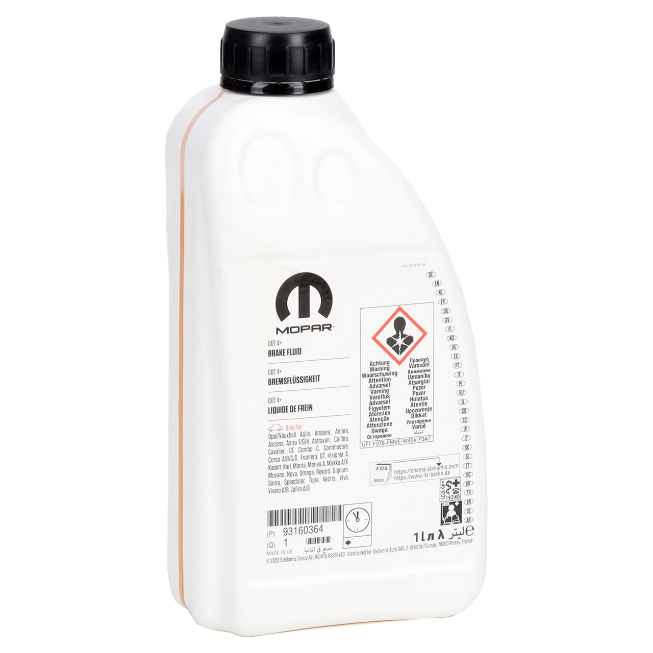 1L 1 Liter ORIGINAL OPEL MOPAR Bremsfl&uuml;ssigkeit DOT 4+ 1942422 / 93160364