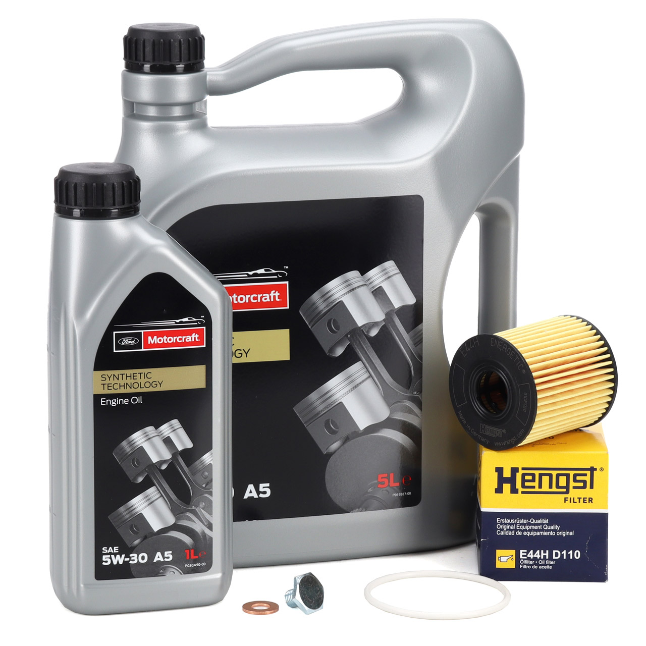 6L ORIGINAL MOTORCRAFT 5W-30 A5 Motor&ouml;l + HENGST &Ouml;lfilter f&uuml;r FORD Focus 3 2.0/2.2 TDCi